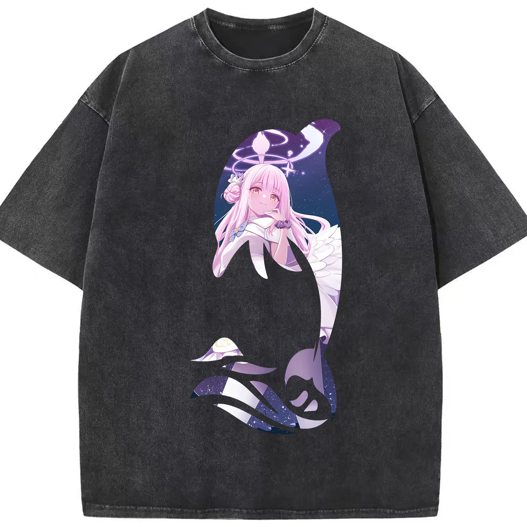 ブルーアーカイブ グッズ 聖園ミカ - 綿100％ ヴィンテージ風 半袖Tシャツ ・ フロントプリント ・ 柔らか肌触り ・ 通気性 快適 ・ スポーツ カジュアル 外出用