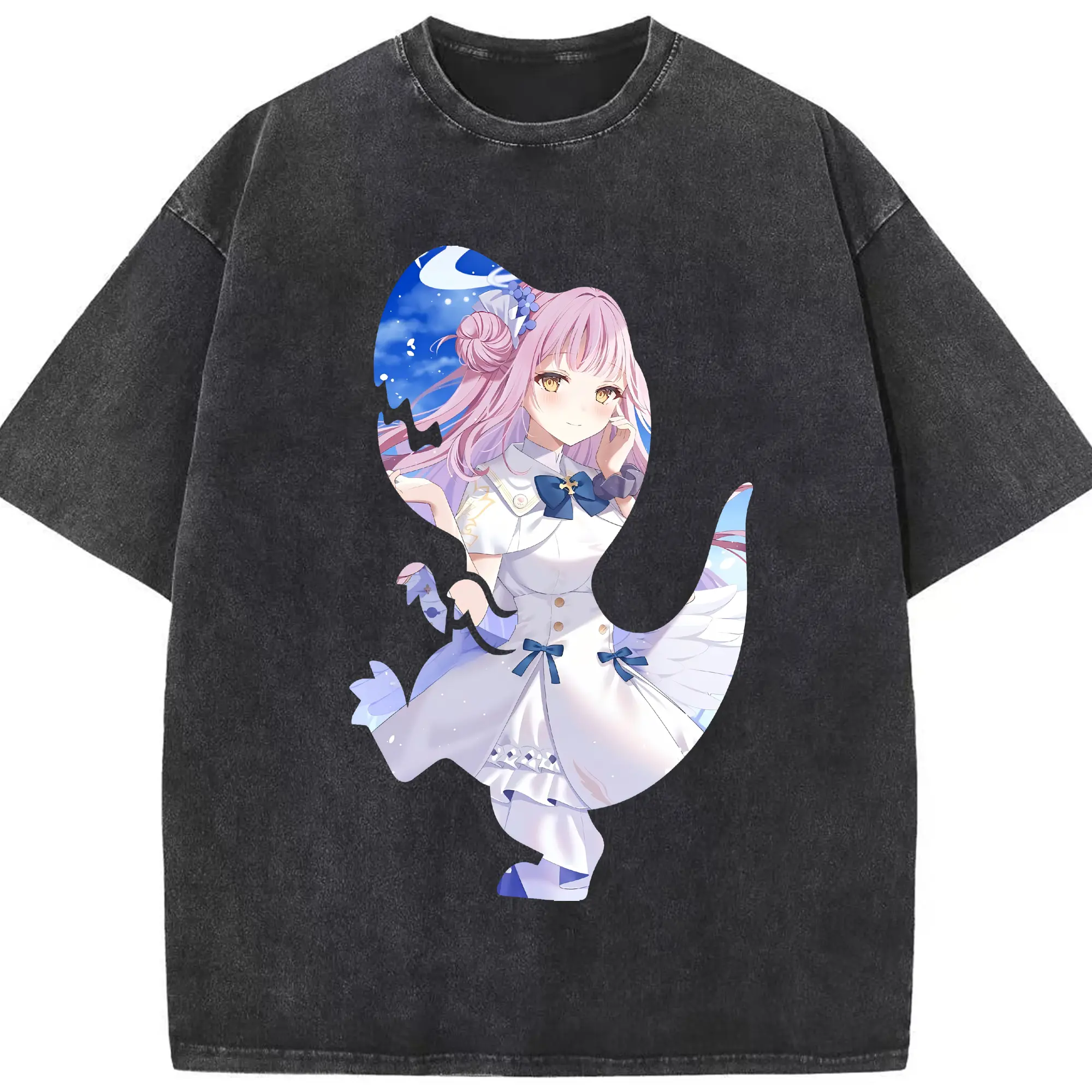 ブルーアーカイブ グッズ 聖園ミカ - 綿100％ ヴィンテージ風 半袖Tシャツ ・ フロントプリント ・ 柔らか肌触り ・ 通気性 快適 ・ スポーツ カジュアル 外出用