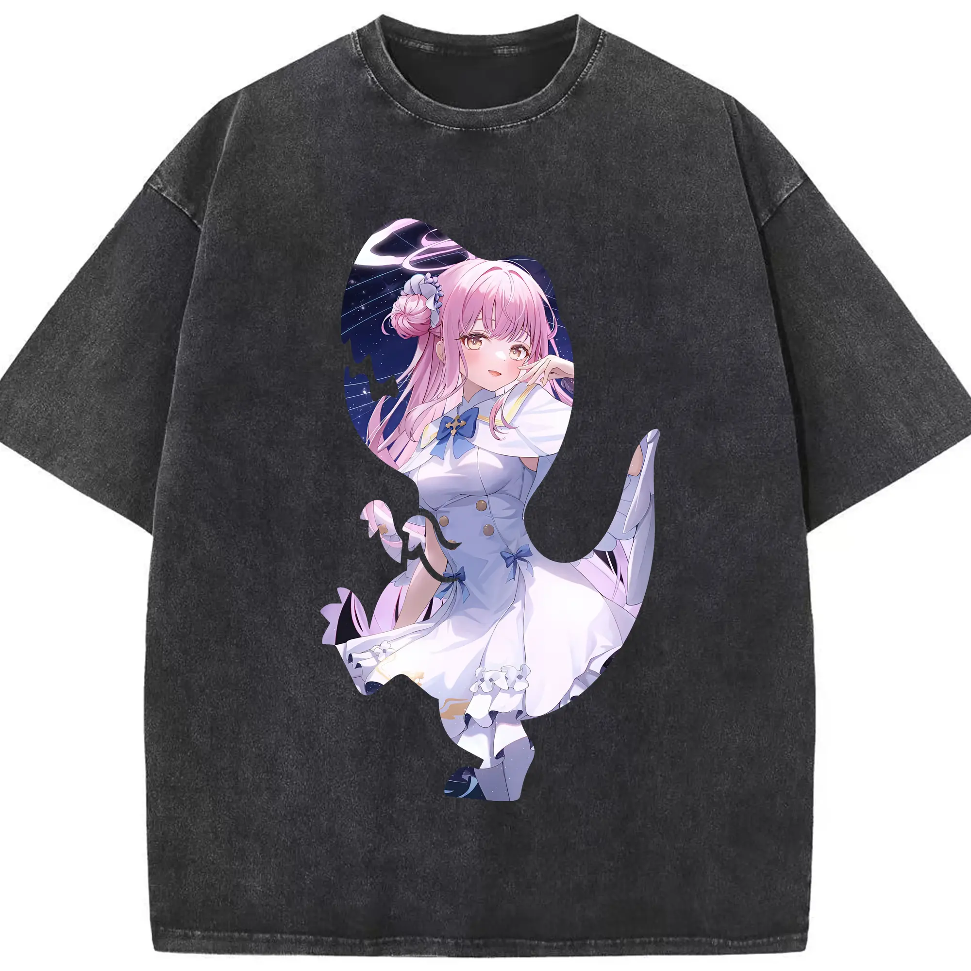 ブルーアーカイブ グッズ 聖園ミカ - 綿100％ ヴィンテージ風 半袖Tシャツ ・ フロントプリント ・ 柔らか肌触り ・ 通気性 快適 ・ スポーツ カジュアル 外出用