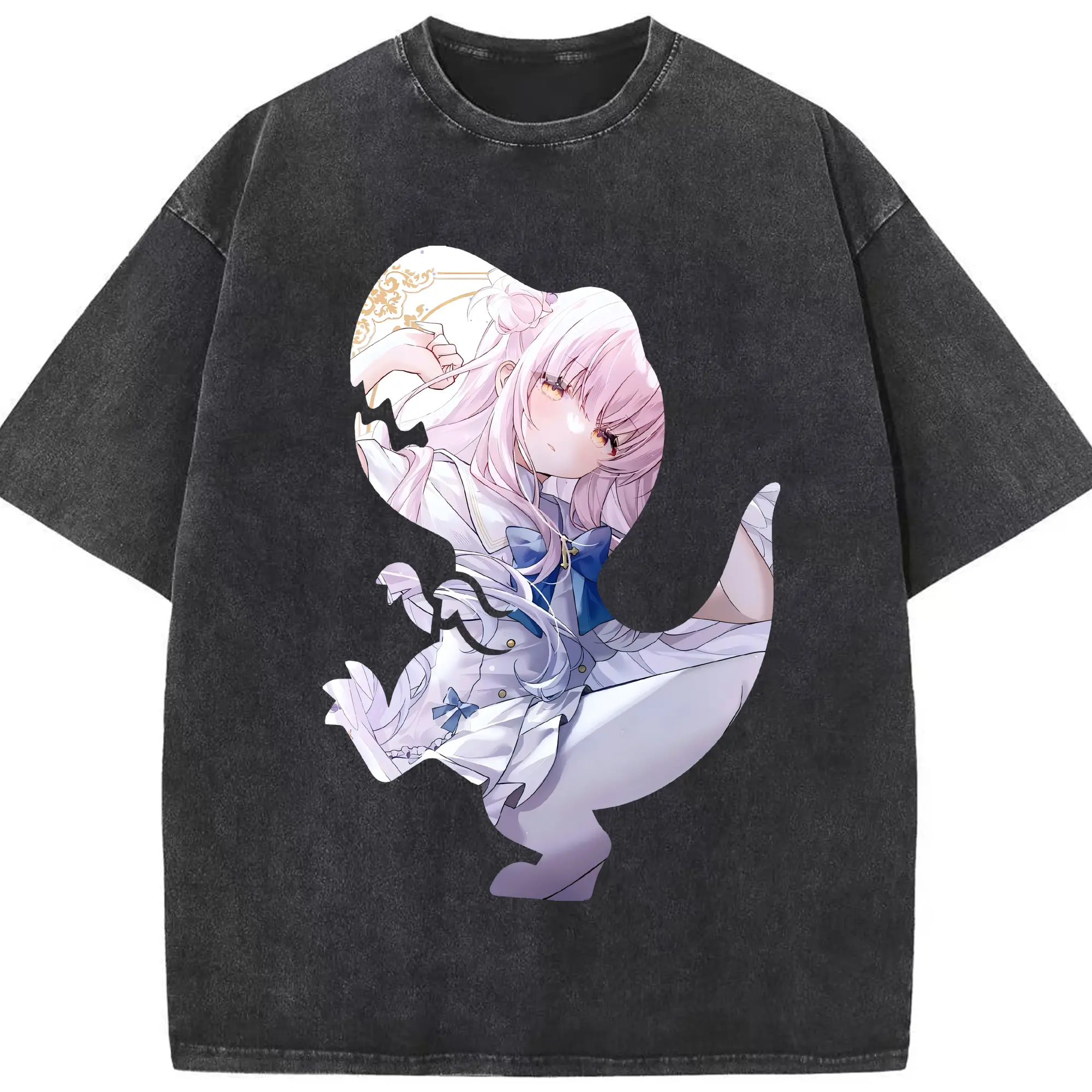 ブルーアーカイブ グッズ 聖園ミカ - 綿100％ ヴィンテージ風 半袖Tシャツ ・ フロントプリント ・ 柔らか肌触り ・ 通気性 快適 ・ スポーツ カジュアル 外出用