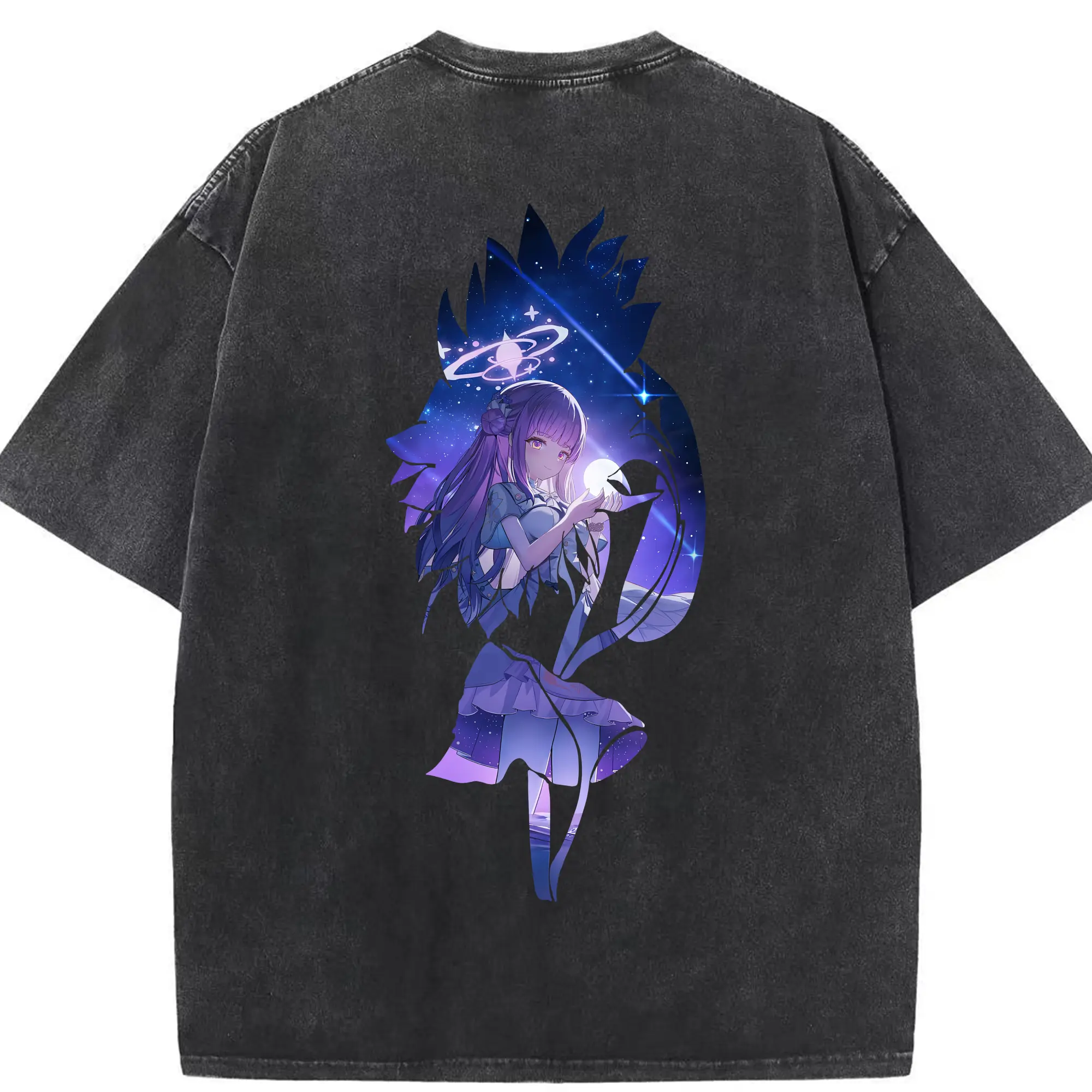 ブルーアーカイブ グッズ 聖園ミカ - 綿100％ ヴィンテージ風 半袖Tシャツ ・ 背面プリント ・ 柔らか肌触り ・ 通気性 快適 ・ スポーツ カジュアル 外出用