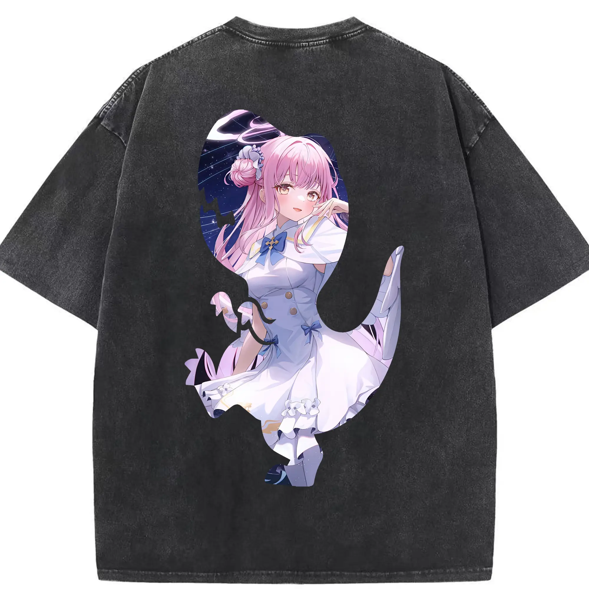 ブルーアーカイブ グッズ 聖園ミカ - 綿100％ ヴィンテージ風 半袖Tシャツ ・ 背面プリント ・ 柔らか肌触り ・ 通気性 快適 ・ スポーツ カジュアル 外出用