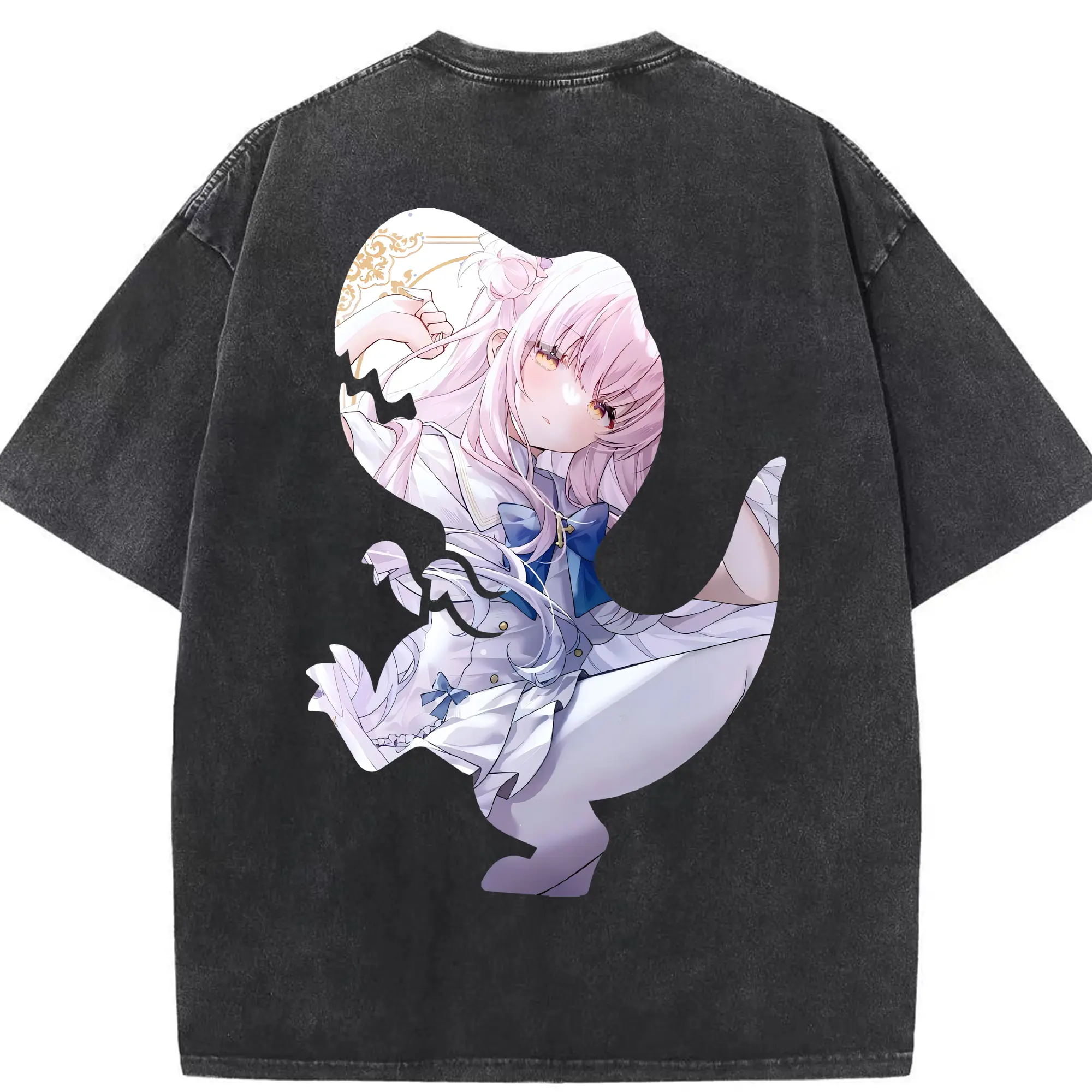 ブルーアーカイブ グッズ 聖園ミカ - 綿100％ ヴィンテージ風 半袖Tシャツ ・ 背面プリント ・ 柔らか肌触り ・ 通気性 快適 ・ スポーツ カジュアル 外出用