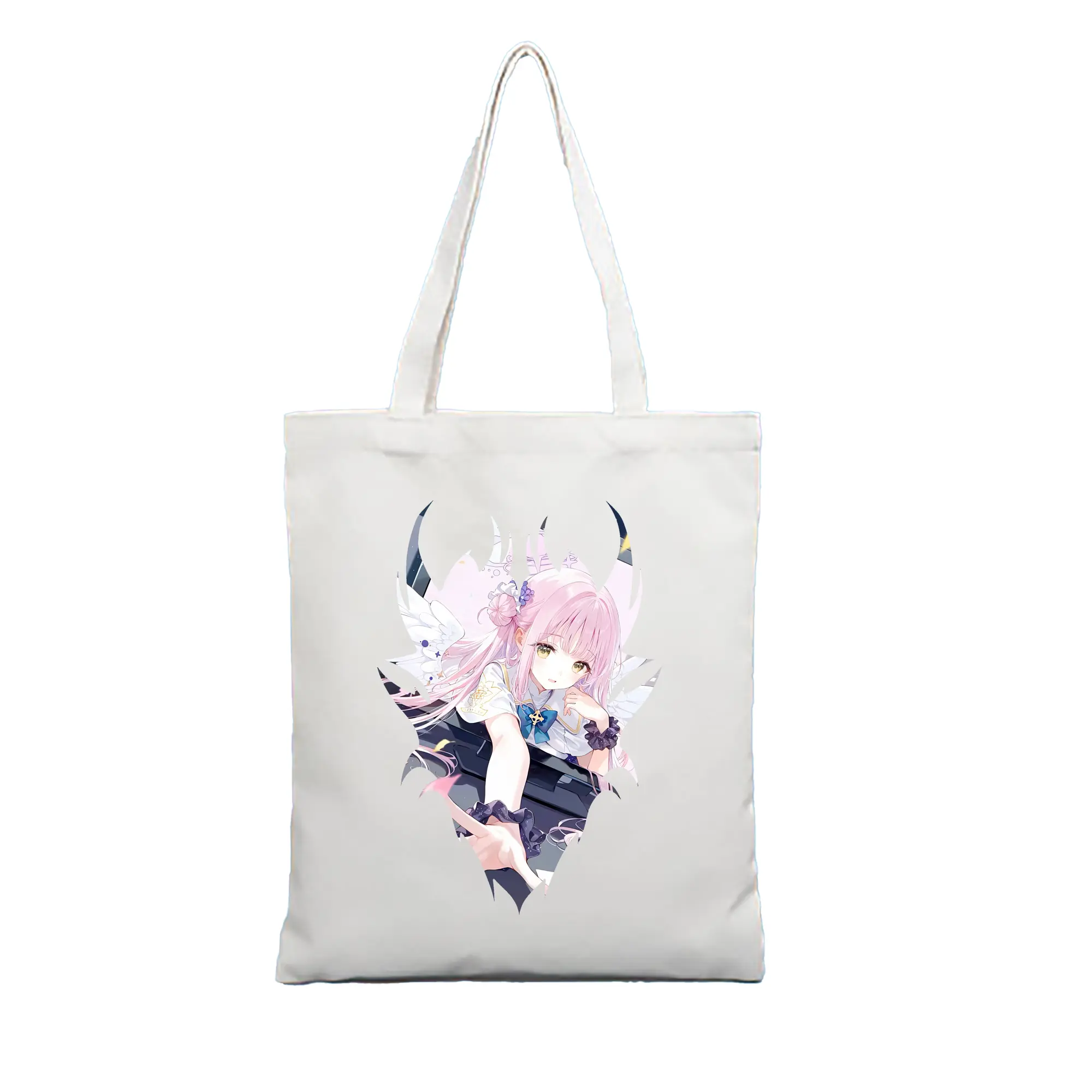 ブルーアーカイブ グッズ 聖園ミカ - 縦型キャンバス手提げバッグ（トートバッグ） ・ キャンバス素材 ・ ショッピング用 ・ 軽量 丈夫 お手入れ簡単