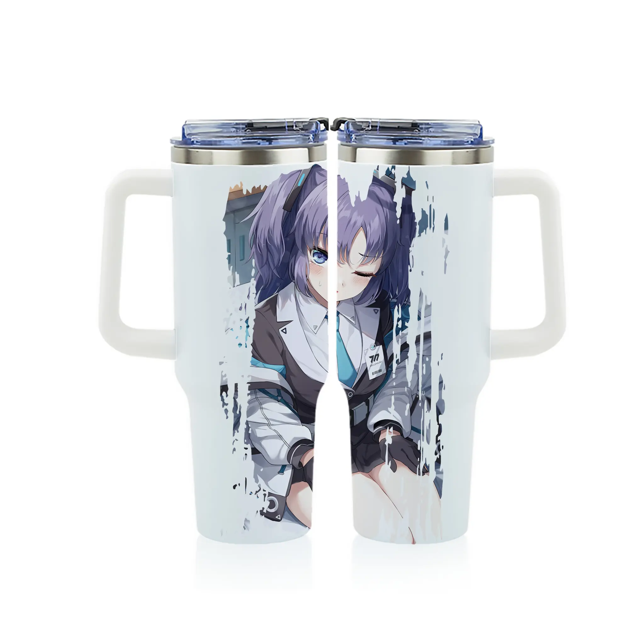 ブルーアーカイブ グッズ 早瀬 ユウカ - 1200mL フルプリント車用タンブラー ・ 304ステンレス 内側 ・ 201ステンレス 外側 ・ 保温 保冷 ・ 通勤 ドライブ アウトドア用