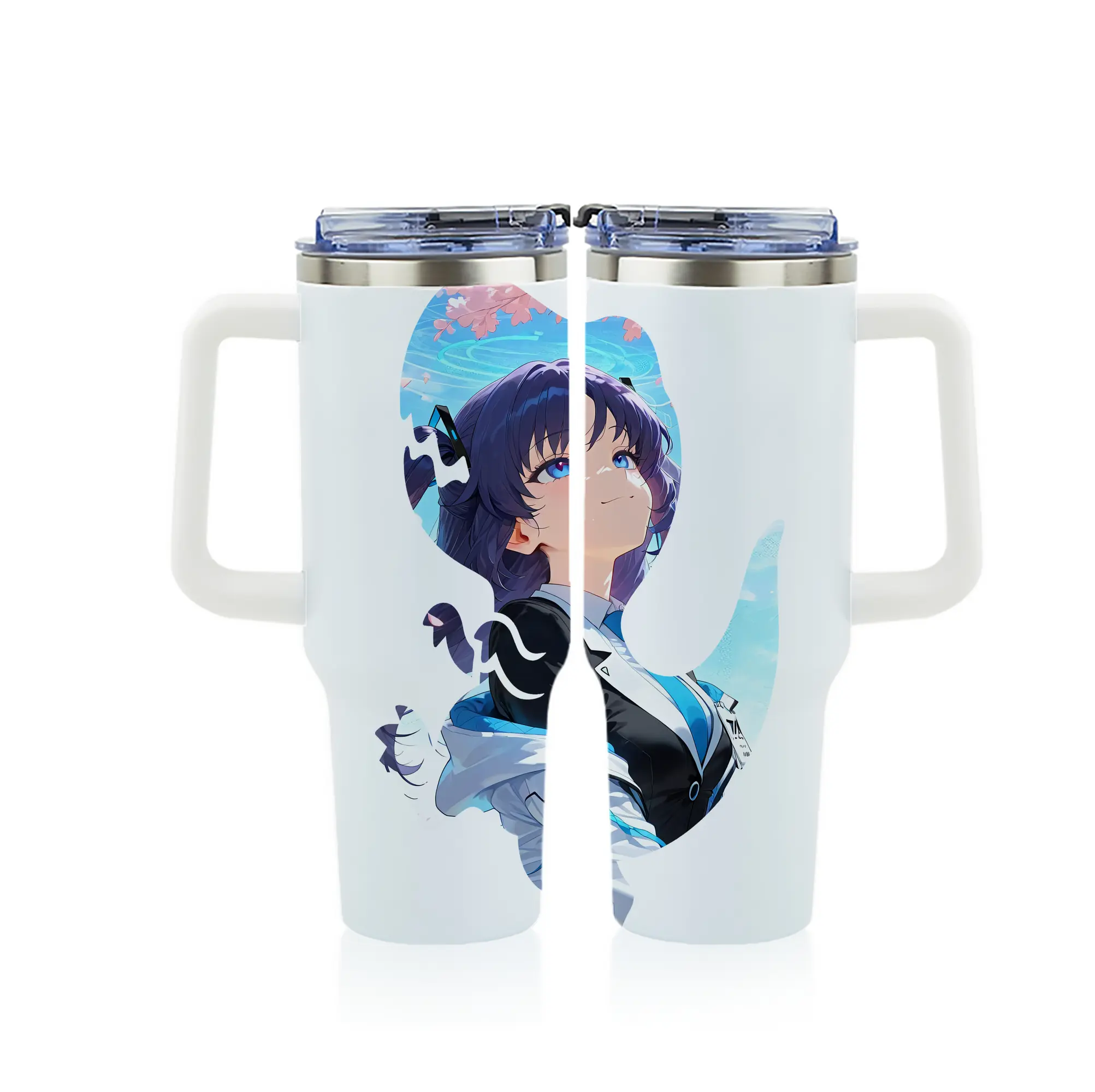 ブルーアーカイブ グッズ 早瀬 ユウカ - 1200mL フルプリント車用タンブラー ・ 304ステンレス 内側 ・ 201ステンレス 外側 ・ 保温 保冷 ・ 通勤 ドライブ アウトドア用