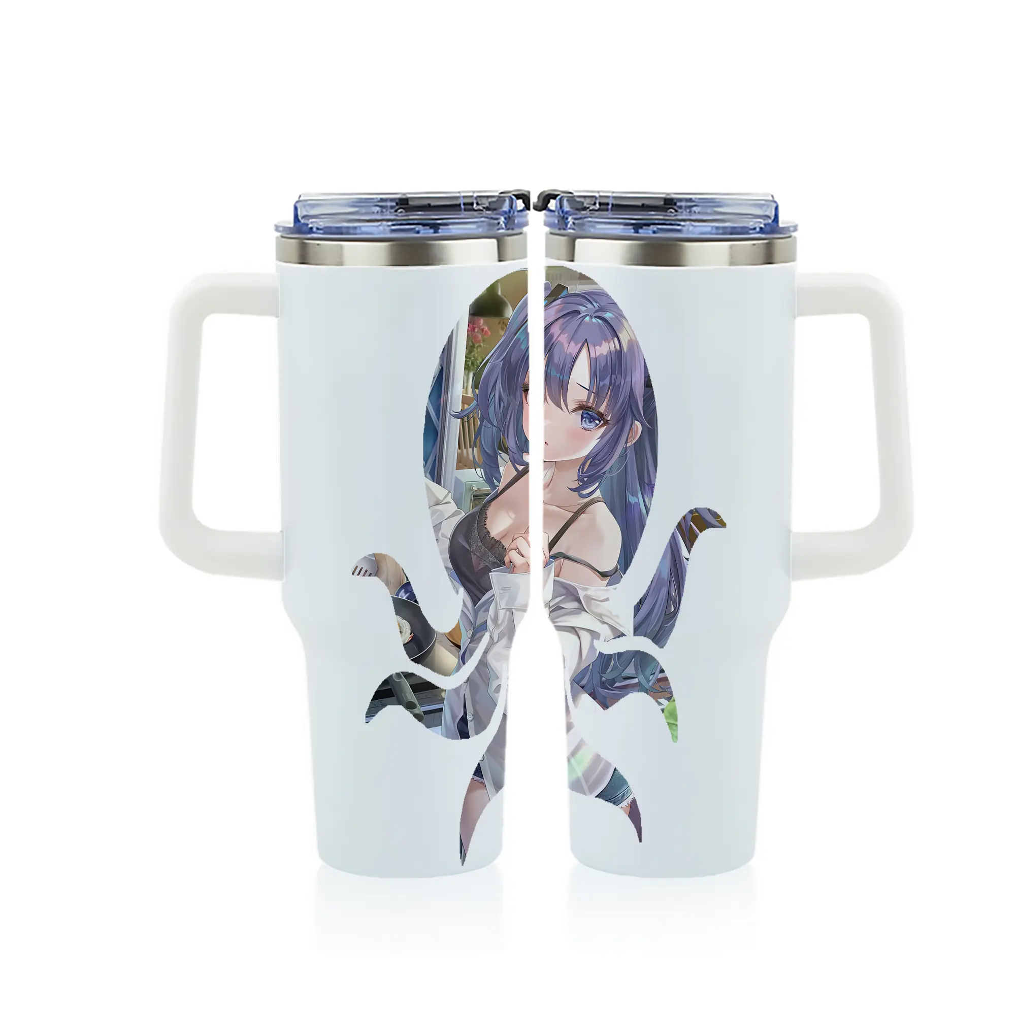 ブルーアーカイブ グッズ 早瀬 ユウカ - 1200mL フルプリント車用タンブラー ・ 304ステンレス 内側 ・ 201ステンレス 外側 ・ 保温 保冷 ・ 通勤 ドライブ アウトドア用
