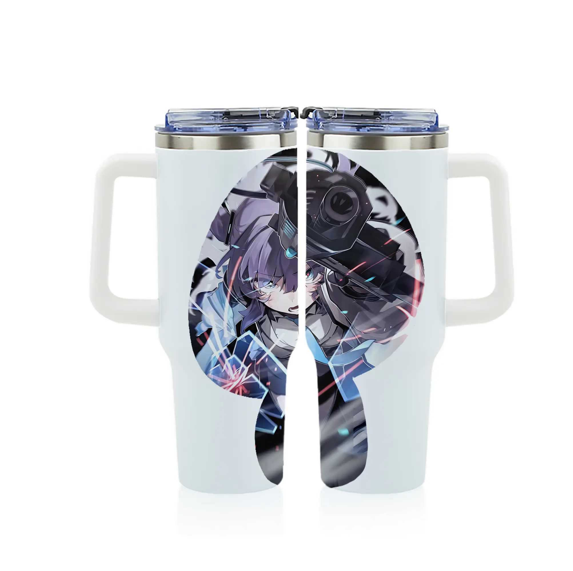 ブルーアーカイブ グッズ 早瀬 ユウカ - 1200mL フルプリント車用タンブラー ・ 304ステンレス 内側 ・ 201ステンレス 外側 ・ 保温 保冷 ・ 通勤 ドライブ アウトドア用