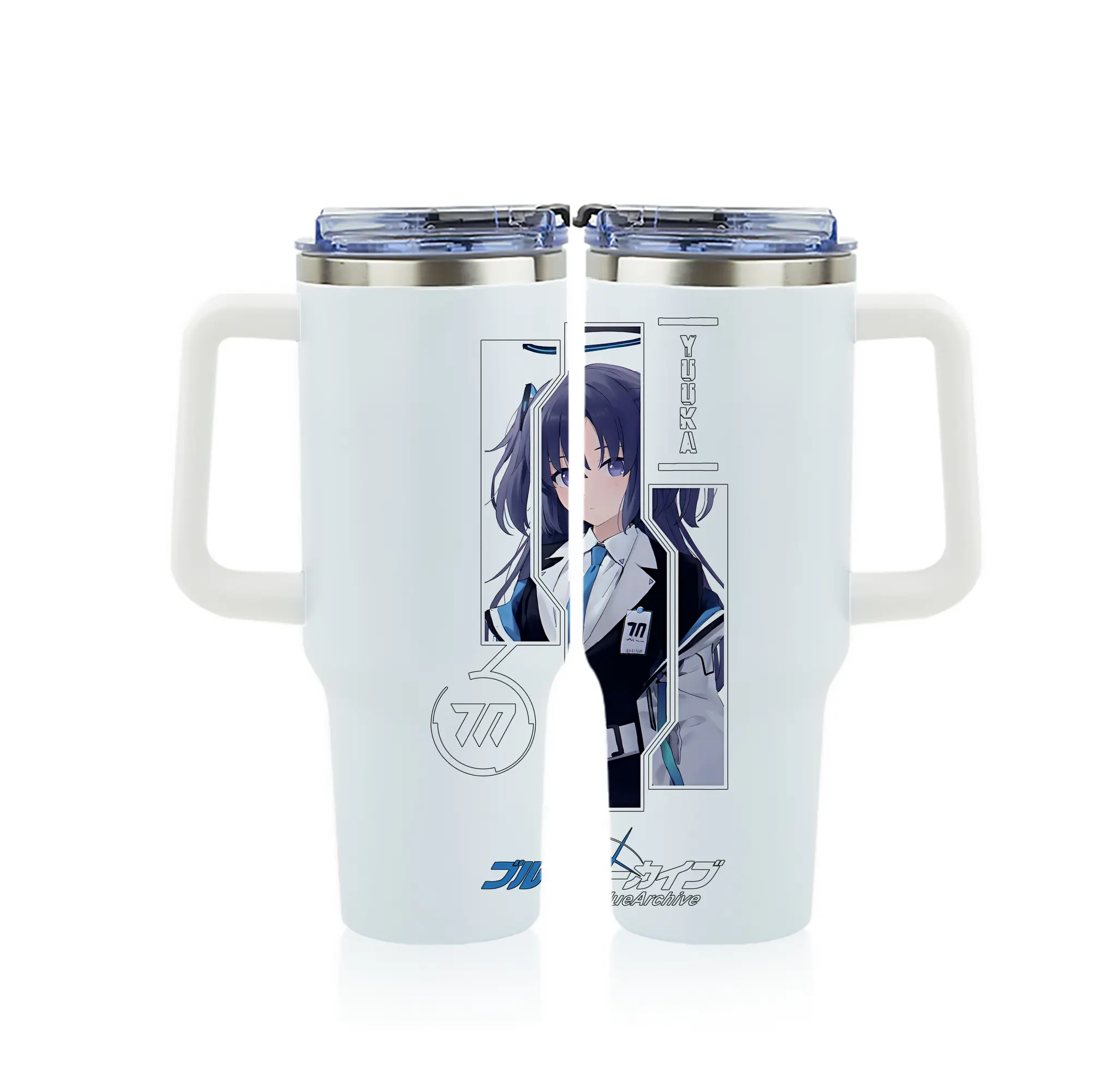 ブルーアーカイブ グッズ 早瀬 ユウカ - 1200mL フルプリント車用タンブラー ・ 304ステンレス 内側 ・ 201ステンレス 外側 ・ 保温 保冷 ・ 通勤 ドライブ アウトドア用