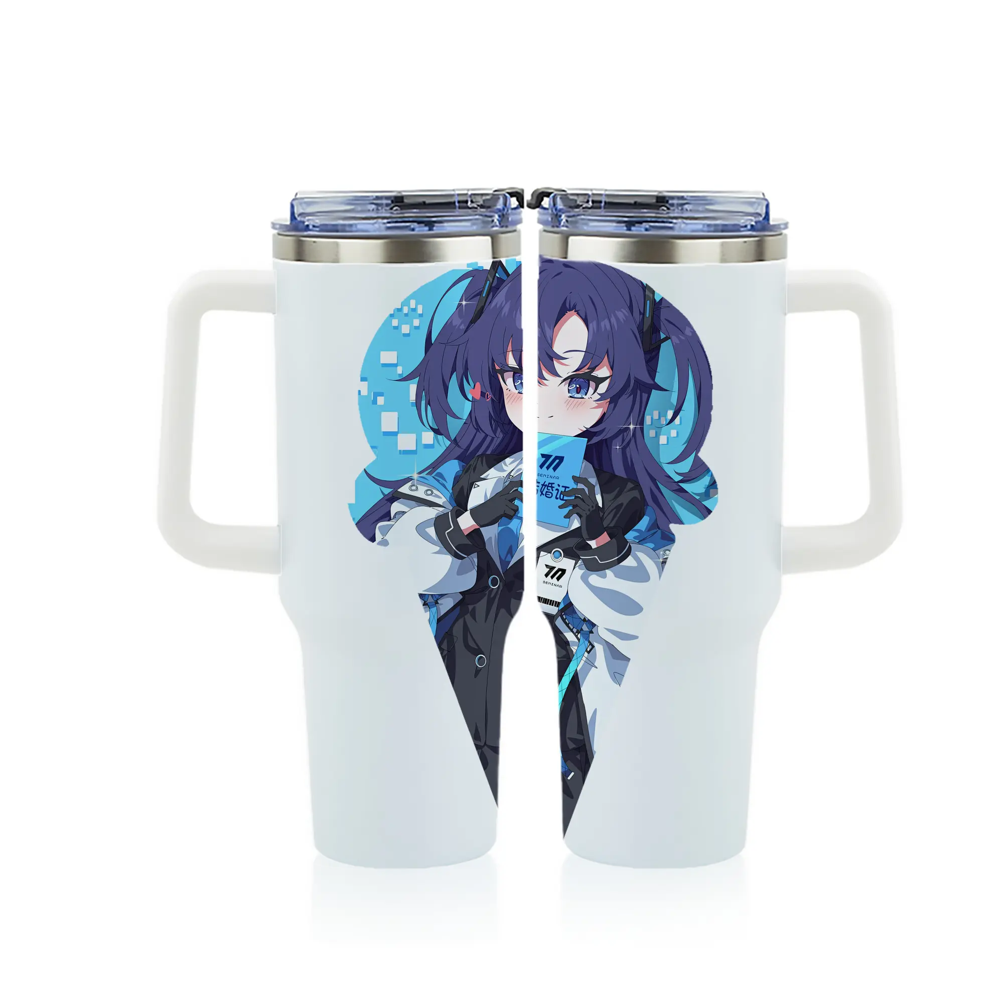 ブルーアーカイブ グッズ 早瀬 ユウカ - 1200mL フルプリント車用タンブラー ・ 304ステンレス 内側 ・ 201ステンレス 外側 ・ 保温 保冷 ・ 通勤 ドライブ アウトドア用