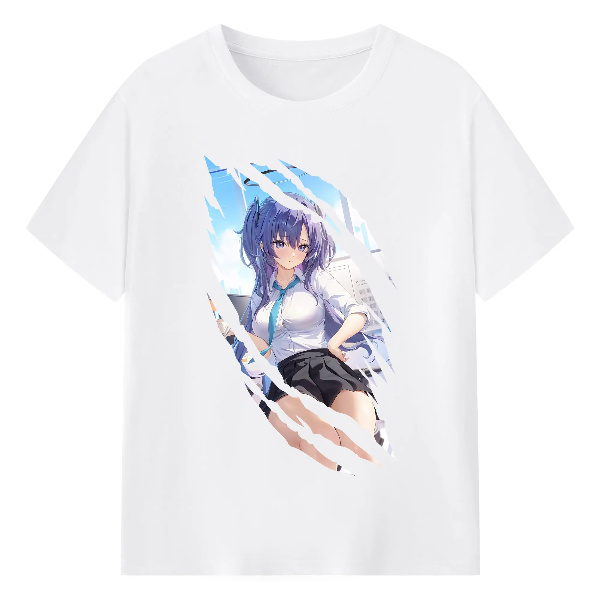 ブルーアーカイブ グッズ 早瀬 ユウカ - 綿100％ 半袖Tシャツ ・ フロントプリント ・ 快適 通気性 ・ 日常使い 散歩 スポーツ用