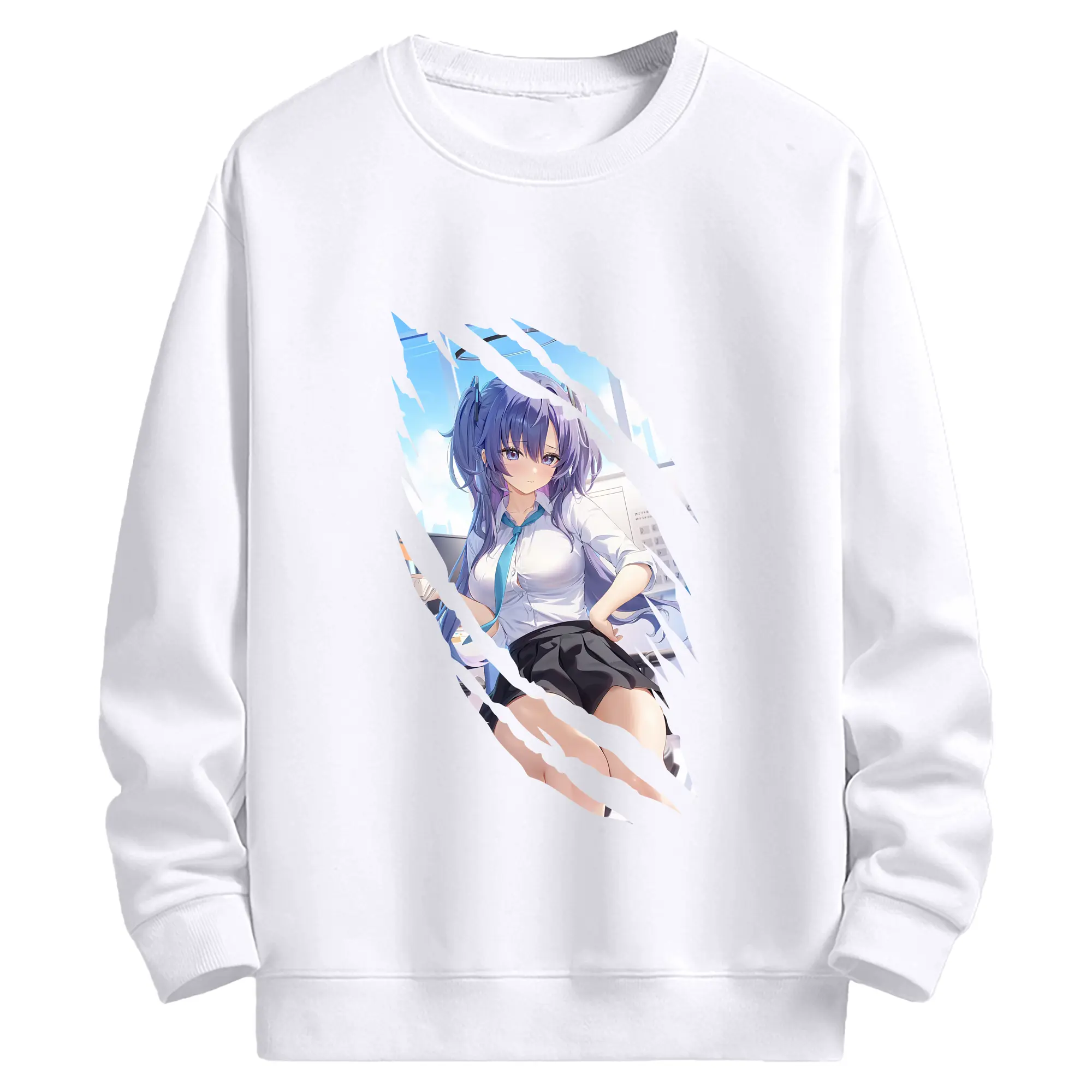 ブルーアーカイブ グッズ 早瀬 ユウカ - 高品質 クルーネック スウェット ・ コットン59％ ポリエステル41％ ・ ユニセックス 長袖 トレーナー ・ カジュアル デイリー スポーツ 散歩用
