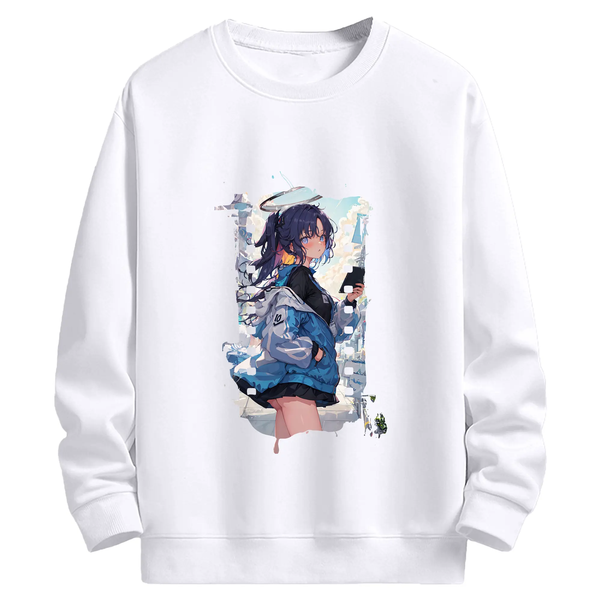 ブルーアーカイブ グッズ 早瀬 ユウカ - 高品質 クルーネック スウェット ・ コットン59％ ポリエステル41％ ・ ユニセックス 長袖 トレーナー ・ カジュアル デイリー スポーツ 散歩用