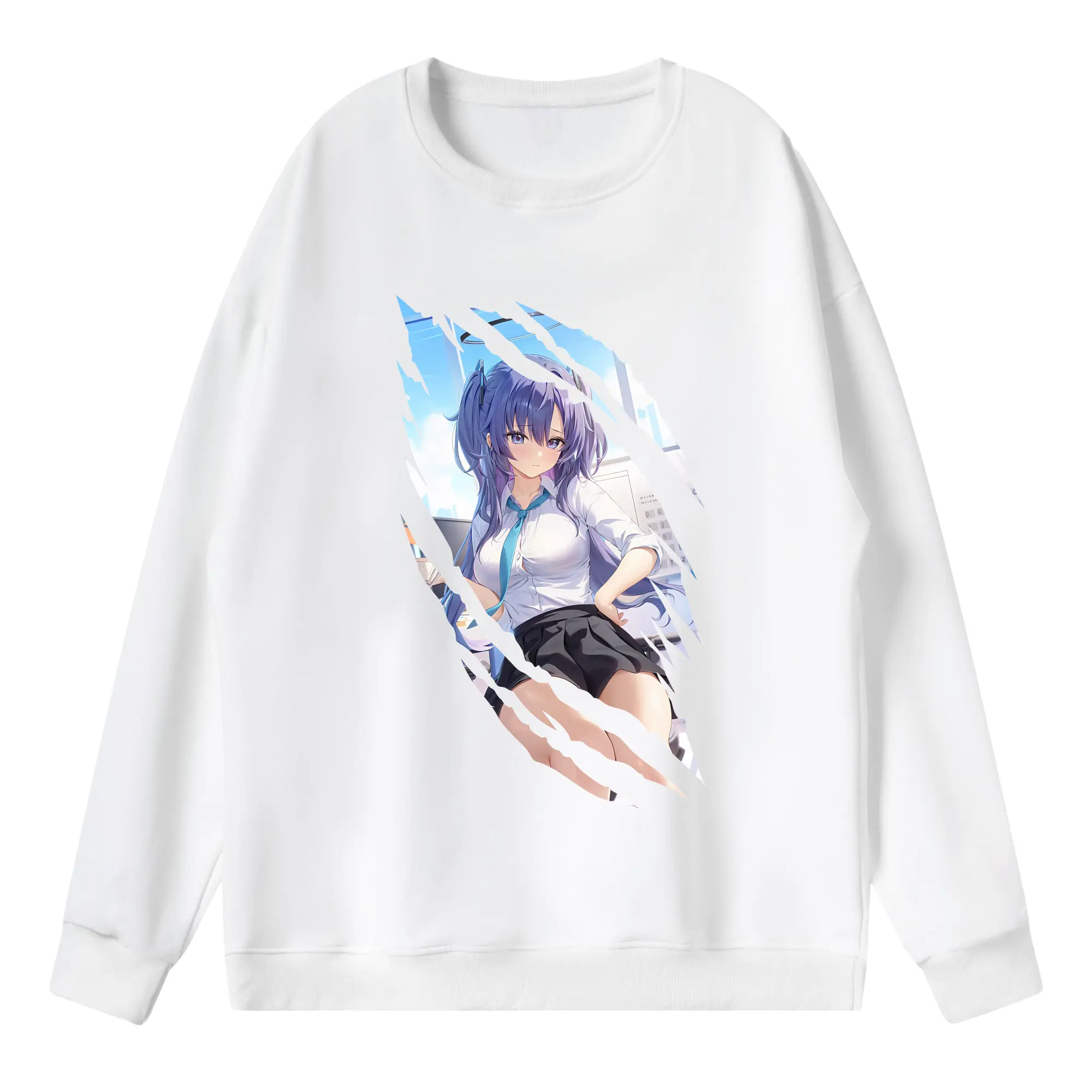 ブルーアーカイブ グッズ 早瀬 ユウカ - 薄手 クルーネック スウェット 裏毛260g · ポリエステル 春秋向け カジュアル 男女兼用 · トレーナー デイリー スポーツ 散歩に最適