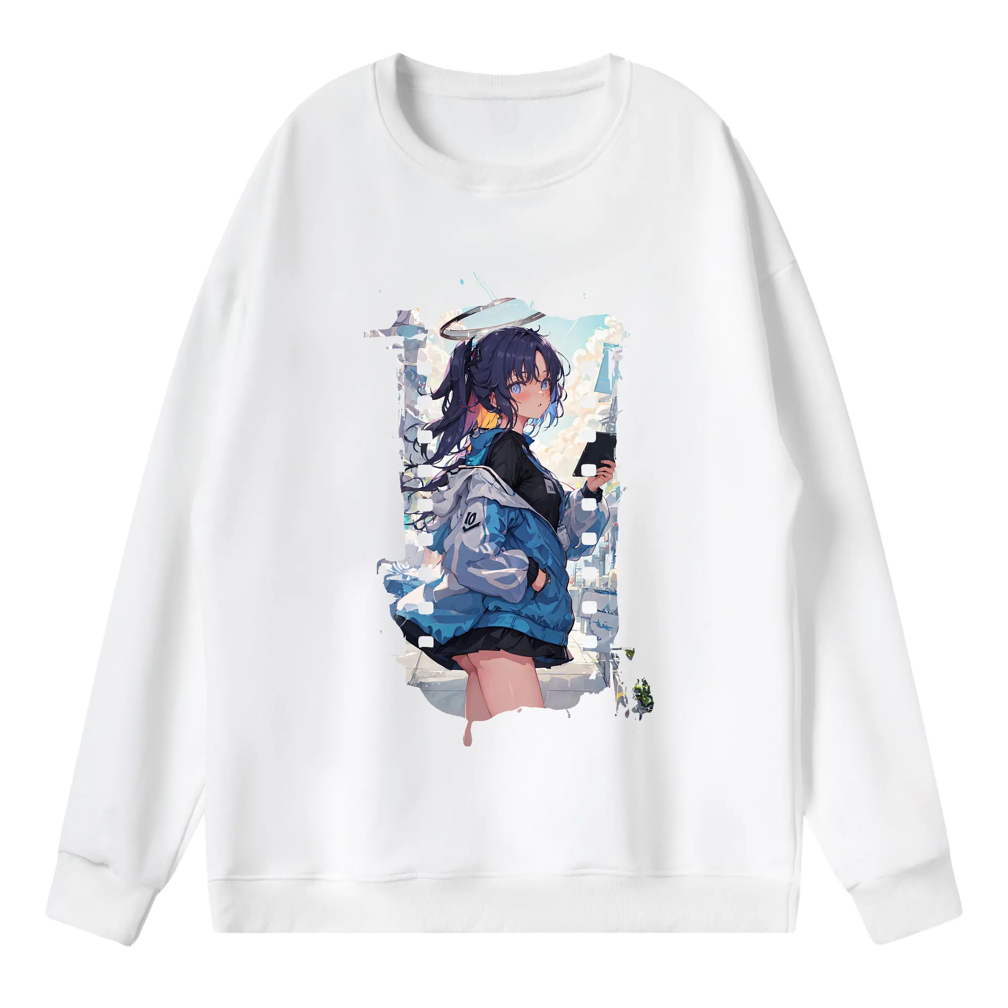 ブルーアーカイブ グッズ 早瀬 ユウカ - 薄手 クルーネック スウェット 裏毛260g · ポリエステル 春秋向け カジュアル 男女兼用 · トレーナー デイリー スポーツ 散歩に最適