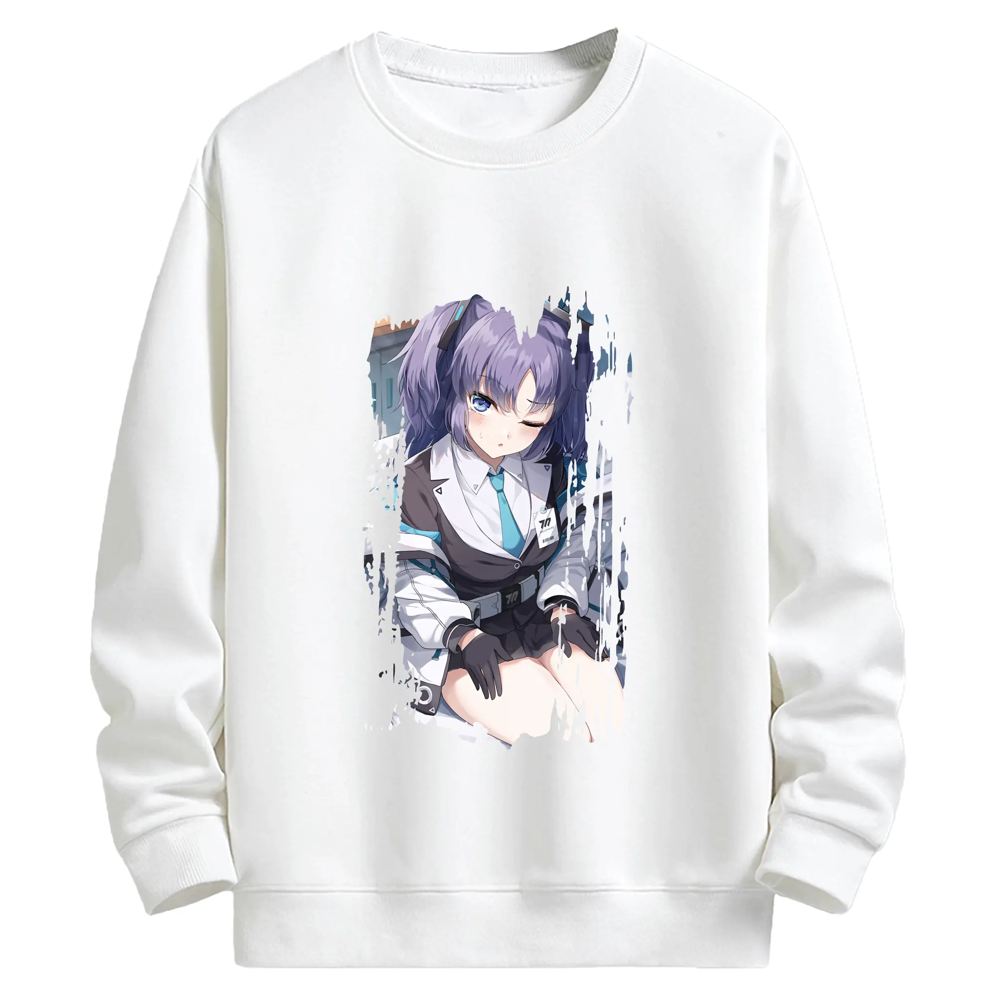 ブルーアーカイブ グッズ 早瀬 ユウカ - キッズ クルーネックスウェットシャツ ・ フロントプリント ・ 綿80％ ポリエステル20％ ・ 快適 通学 スポーツ 日常使い お散歩用