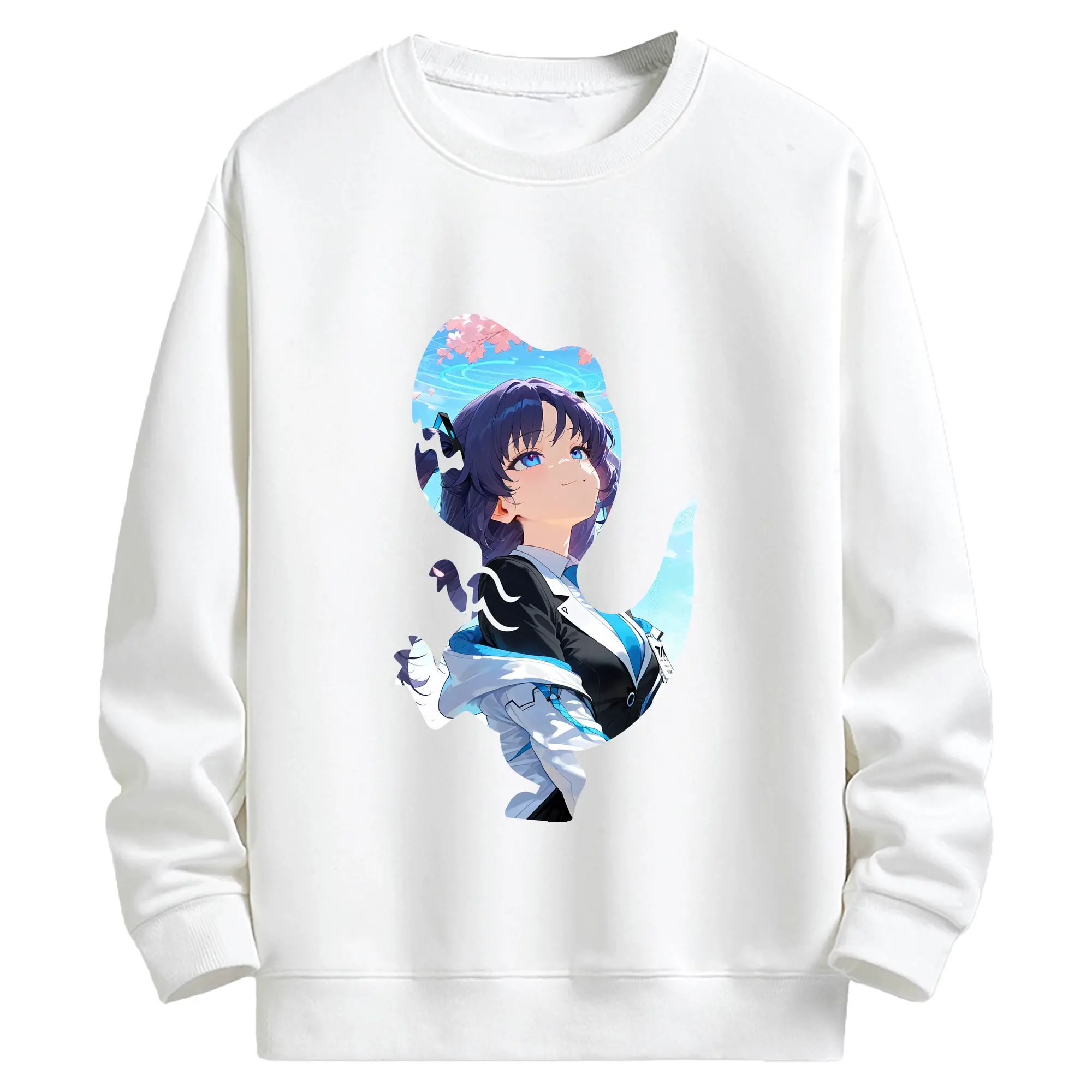 ブルーアーカイブ グッズ 早瀬 ユウカ - キッズ クルーネックスウェットシャツ ・ フロントプリント ・ 綿80％ ポリエステル20％ ・ 快適 通学 スポーツ 日常使い お散歩用