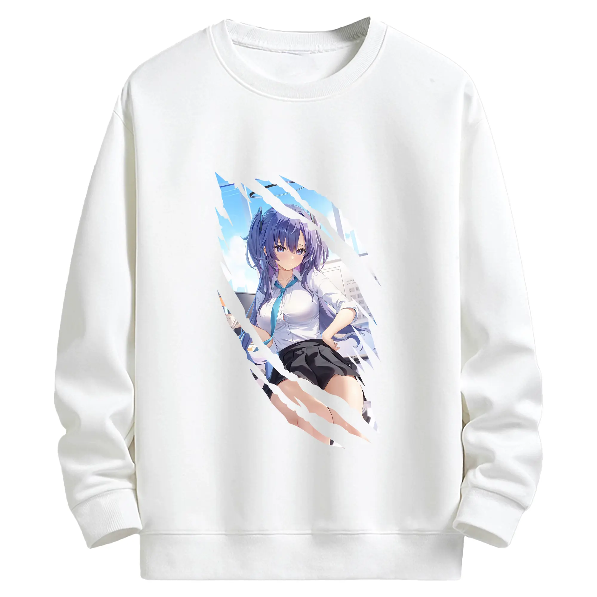 ブルーアーカイブ グッズ 早瀬 ユウカ - キッズ クルーネックスウェットシャツ ・ フロントプリント ・ 綿80％ ポリエステル20％ ・ 快適 通学 スポーツ 日常使い お散歩用