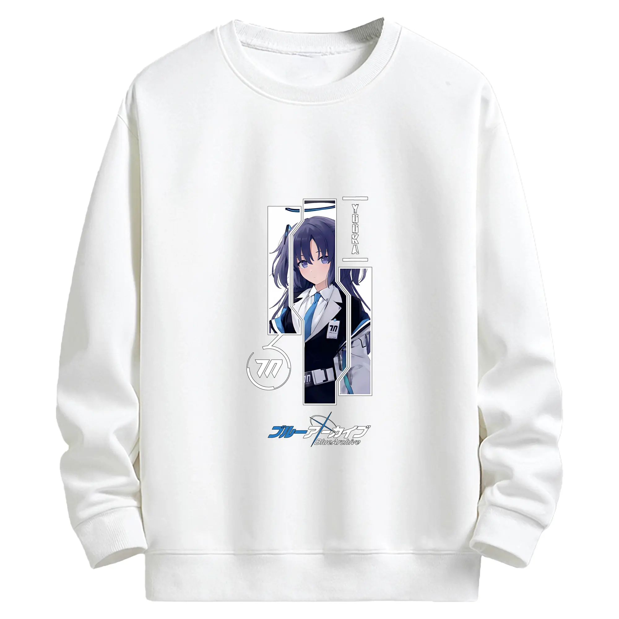 ブルーアーカイブ グッズ 早瀬 ユウカ - キッズ クルーネックスウェットシャツ ・ フロントプリント ・ 綿80％ ポリエステル20％ ・ 快適 通学 スポーツ 日常使い お散歩用