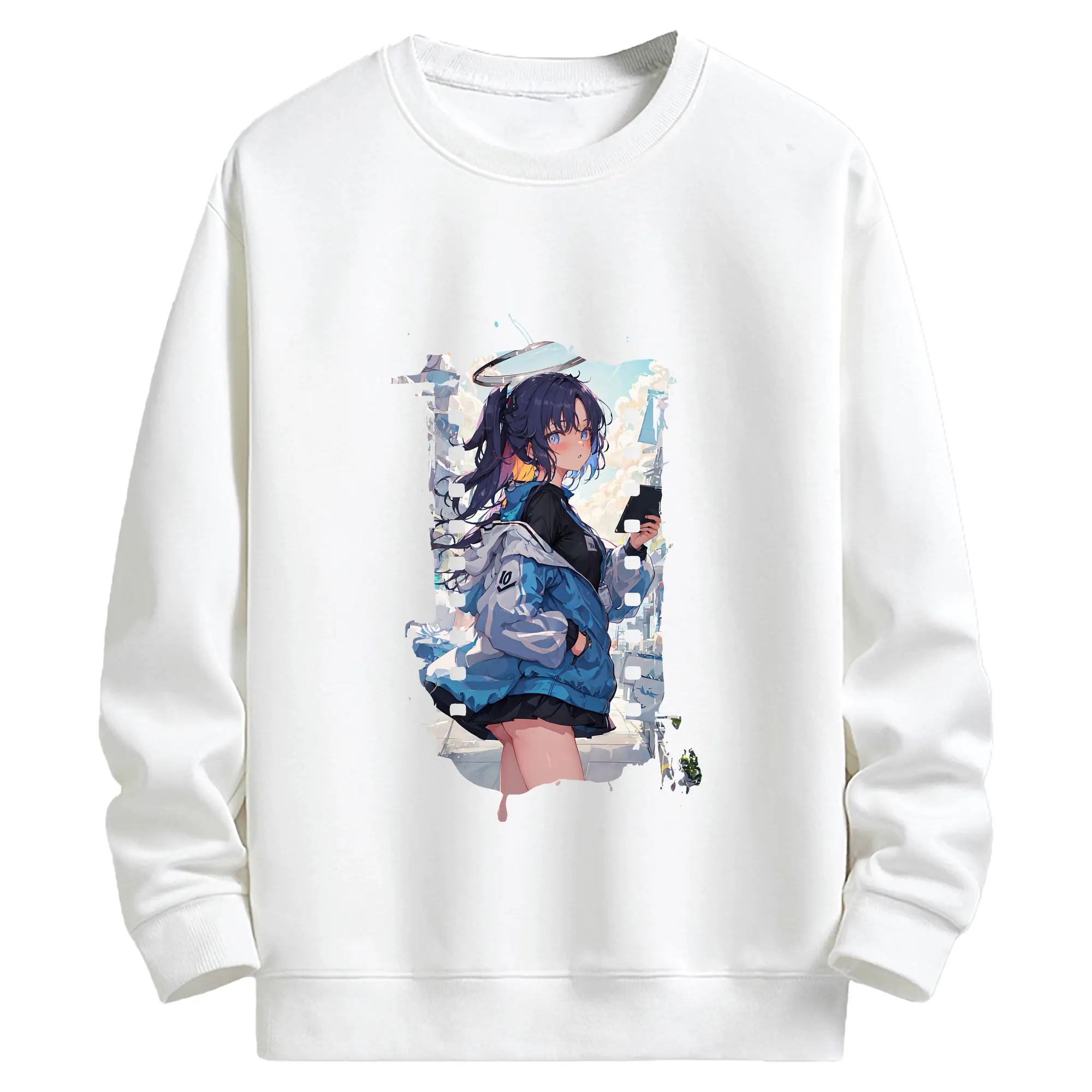 ブルーアーカイブ グッズ 早瀬 ユウカ - キッズ クルーネックスウェットシャツ ・ フロントプリント ・ 綿80％ ポリエステル20％ ・ 快適 通学 スポーツ 日常使い お散歩用