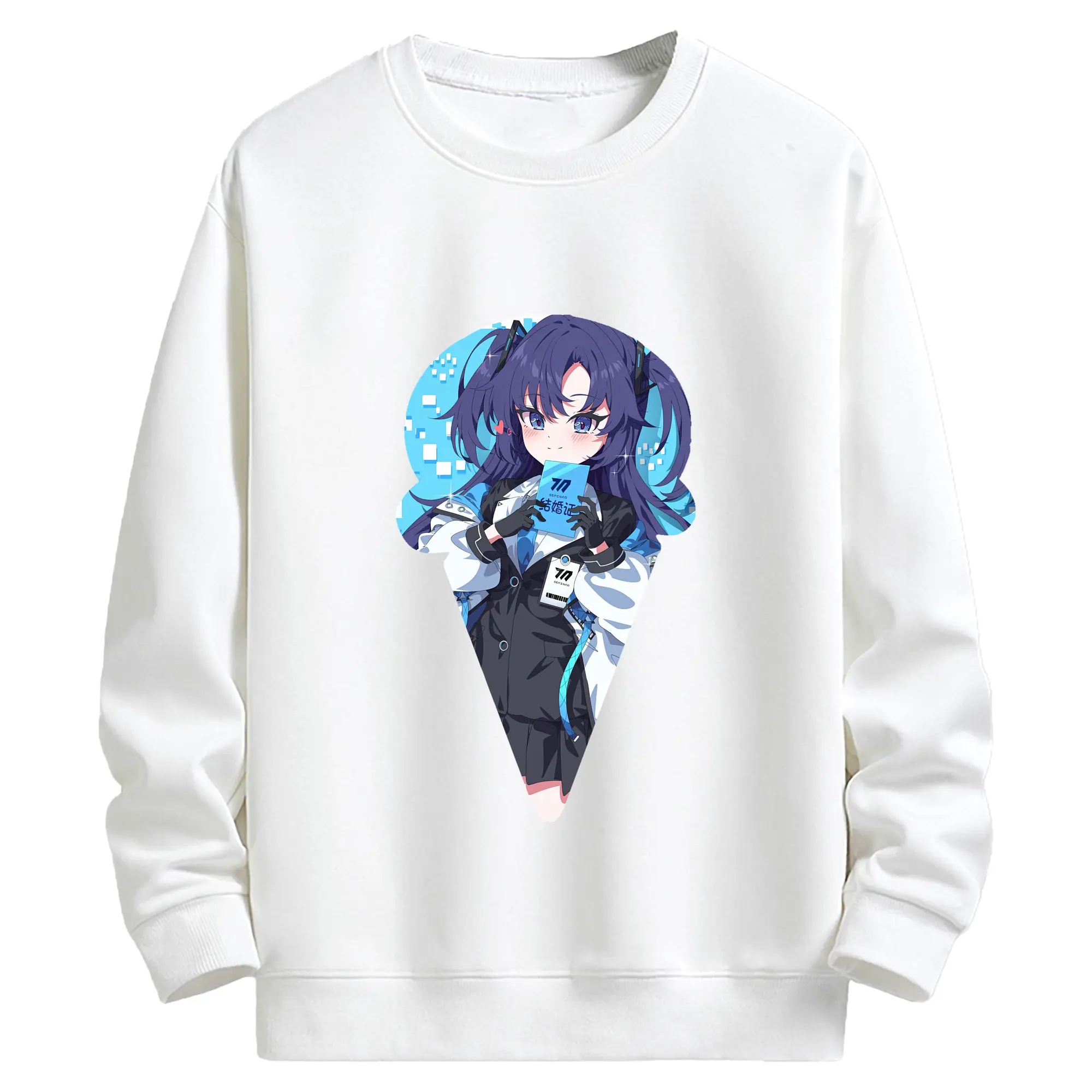 ブルーアーカイブ グッズ 早瀬 ユウカ - キッズ クルーネックスウェットシャツ ・ フロントプリント ・ 綿80％ ポリエステル20％ ・ 快適 通学 スポーツ 日常使い お散歩用