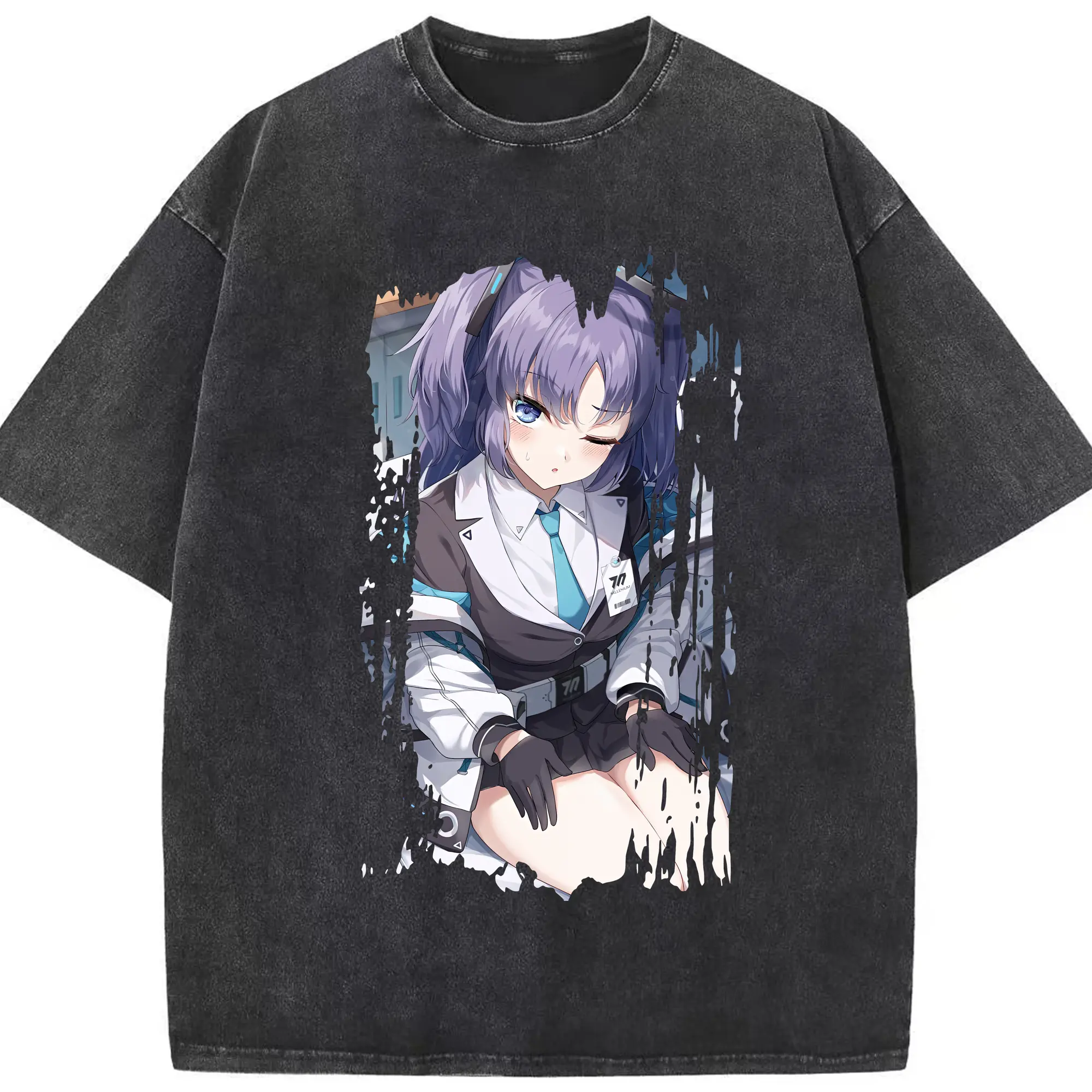 ブルーアーカイブ グッズ 早瀬 ユウカ - 綿100％ ヴィンテージ風 半袖Tシャツ ・ フロントプリント ・ 柔らか肌触り ・ 通気性 快適 ・ スポーツ カジュアル 外出用