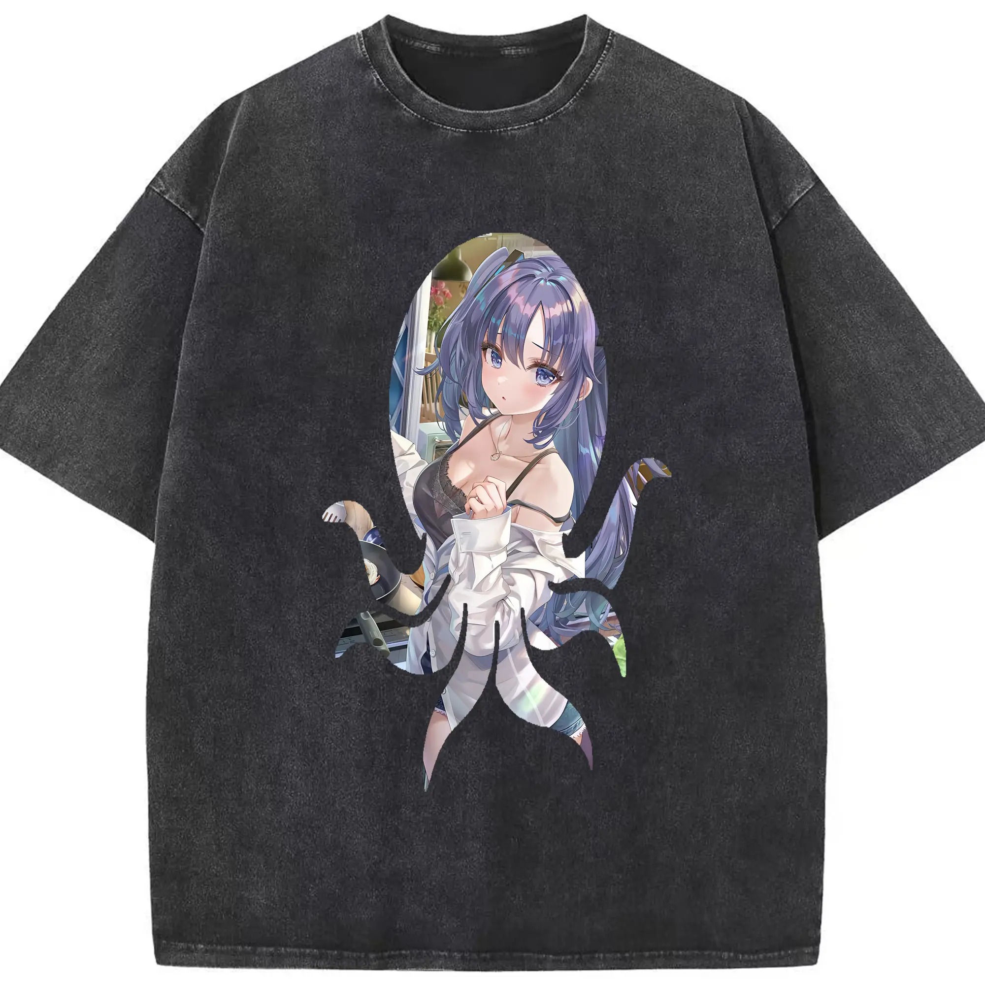 ブルーアーカイブ グッズ 早瀬 ユウカ - 綿100％ ヴィンテージ風 半袖Tシャツ ・ フロントプリント ・ 柔らか肌触り ・ 通気性 快適 ・ スポーツ カジュアル 外出用