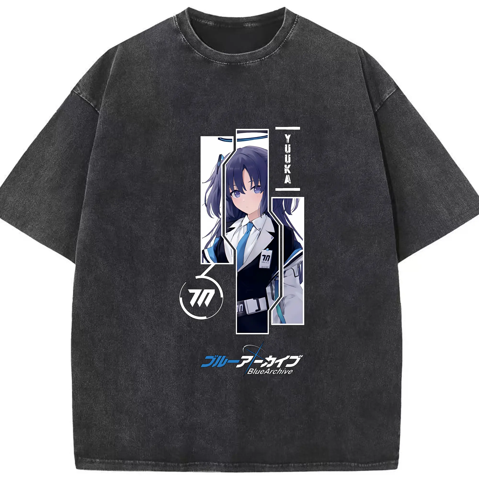 ブルーアーカイブ グッズ 早瀬 ユウカ - 綿100％ ヴィンテージ風 半袖Tシャツ ・ フロントプリント ・ 柔らか肌触り ・ 通気性 快適 ・ スポーツ カジュアル 外出用