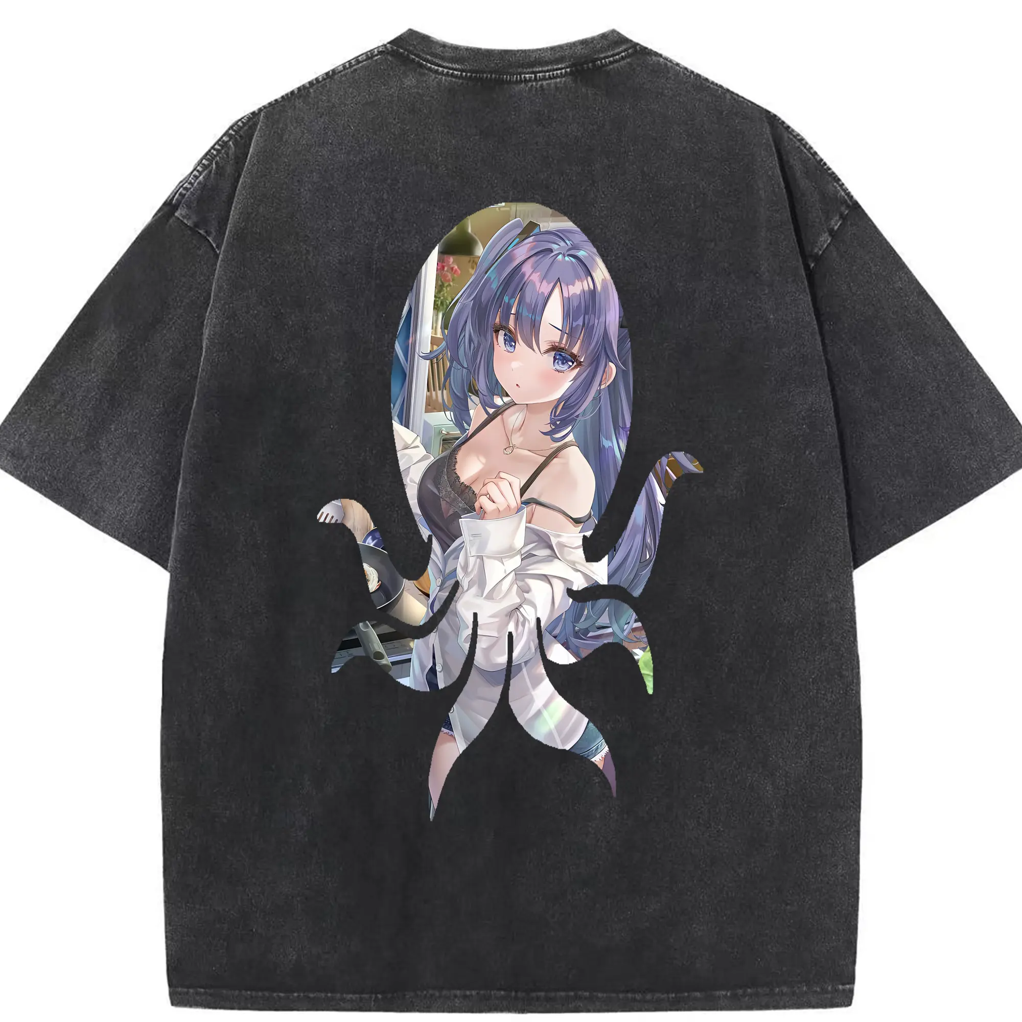 ブルーアーカイブ グッズ 早瀬 ユウカ - 綿100％ ヴィンテージ風 半袖Tシャツ ・ 背面プリント ・ 柔らか肌触り ・ 通気性 快適 ・ スポーツ カジュアル 外出用