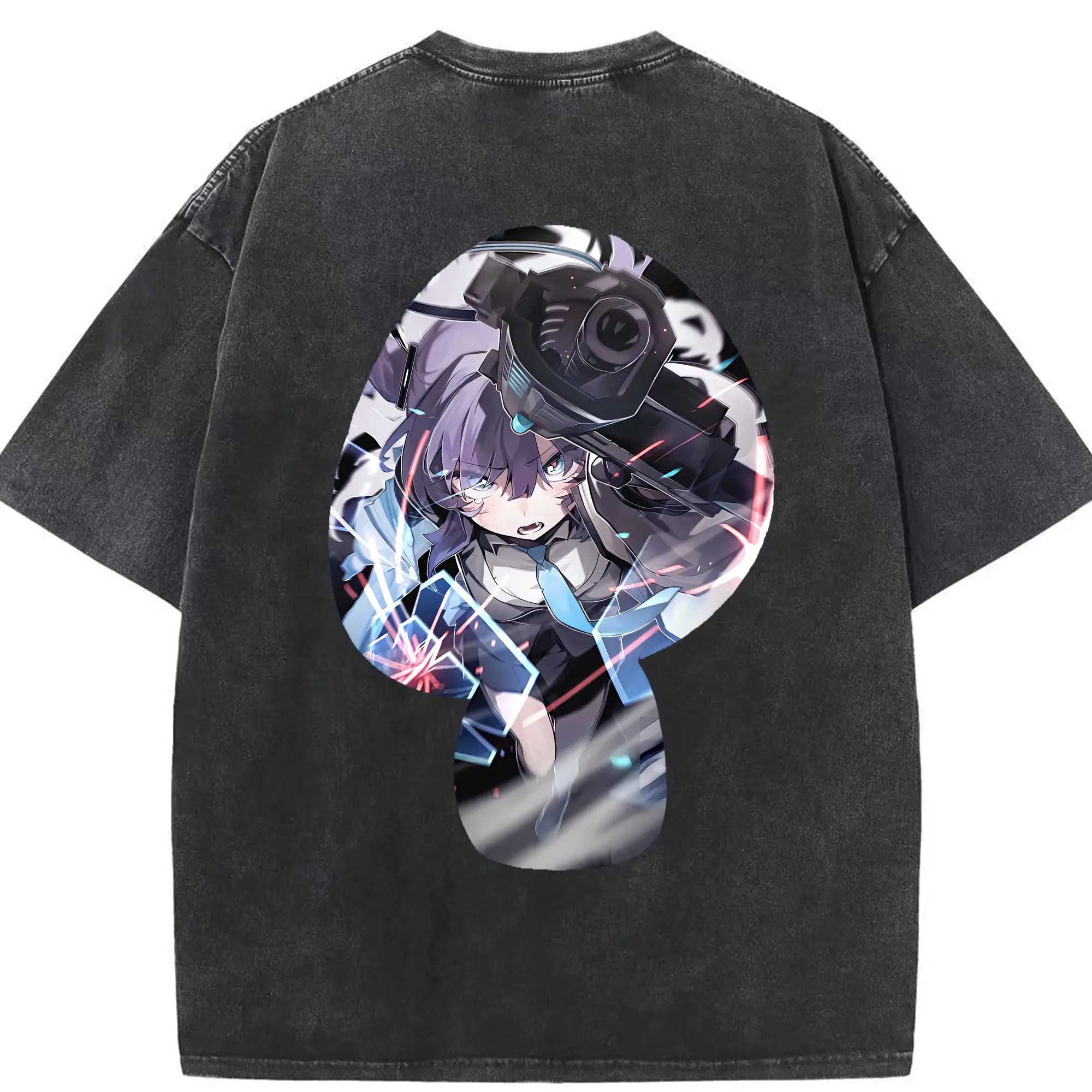 ブルーアーカイブ グッズ 早瀬 ユウカ - 綿100％ ヴィンテージ風 半袖Tシャツ ・ 背面プリント ・ 柔らか肌触り ・ 通気性 快適 ・ スポーツ カジュアル 外出用