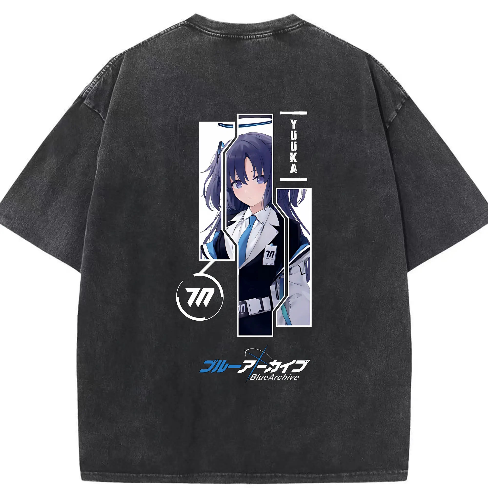 ブルーアーカイブ グッズ 早瀬 ユウカ - 綿100％ ヴィンテージ風 半袖Tシャツ ・ 背面プリント ・ 柔らか肌触り ・ 通気性 快適 ・ スポーツ カジュアル 外出用