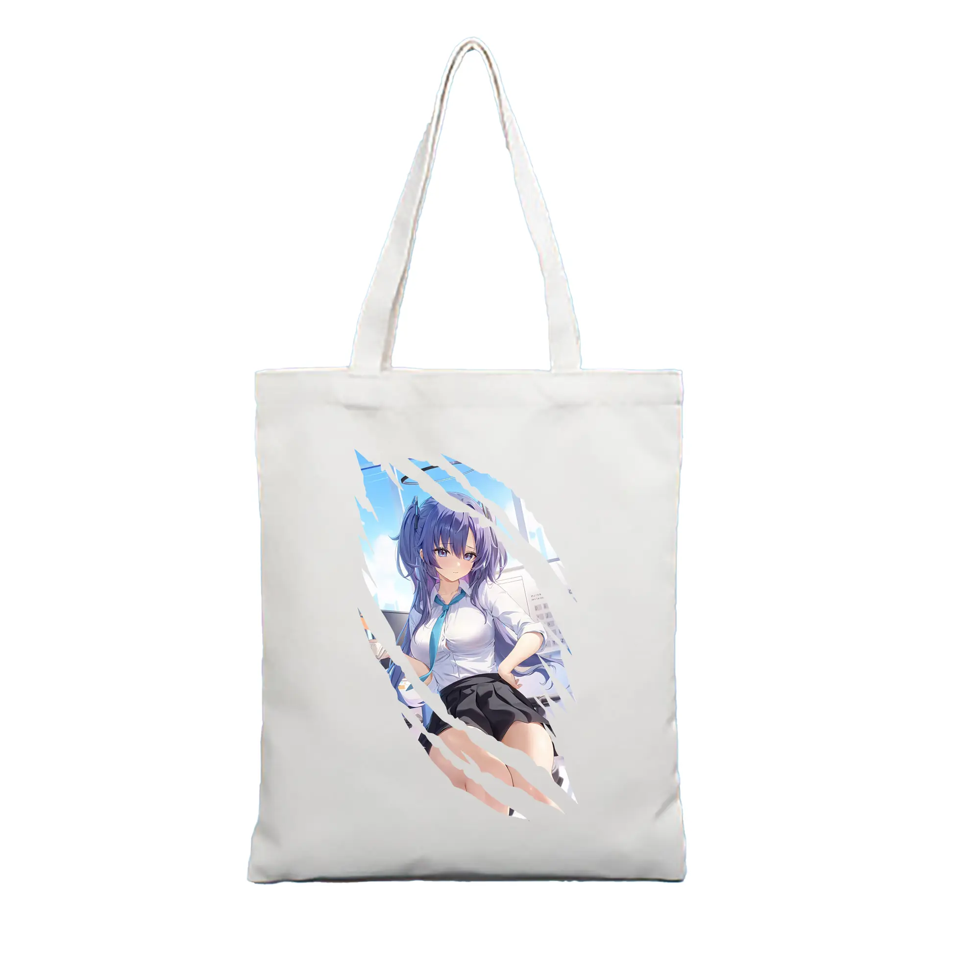 ブルーアーカイブ グッズ 早瀬 ユウカ - 縦型キャンバス手提げバッグ（トートバッグ） ・ キャンバス素材 ・ ショッピング用 ・ 軽量 丈夫 お手入れ簡単