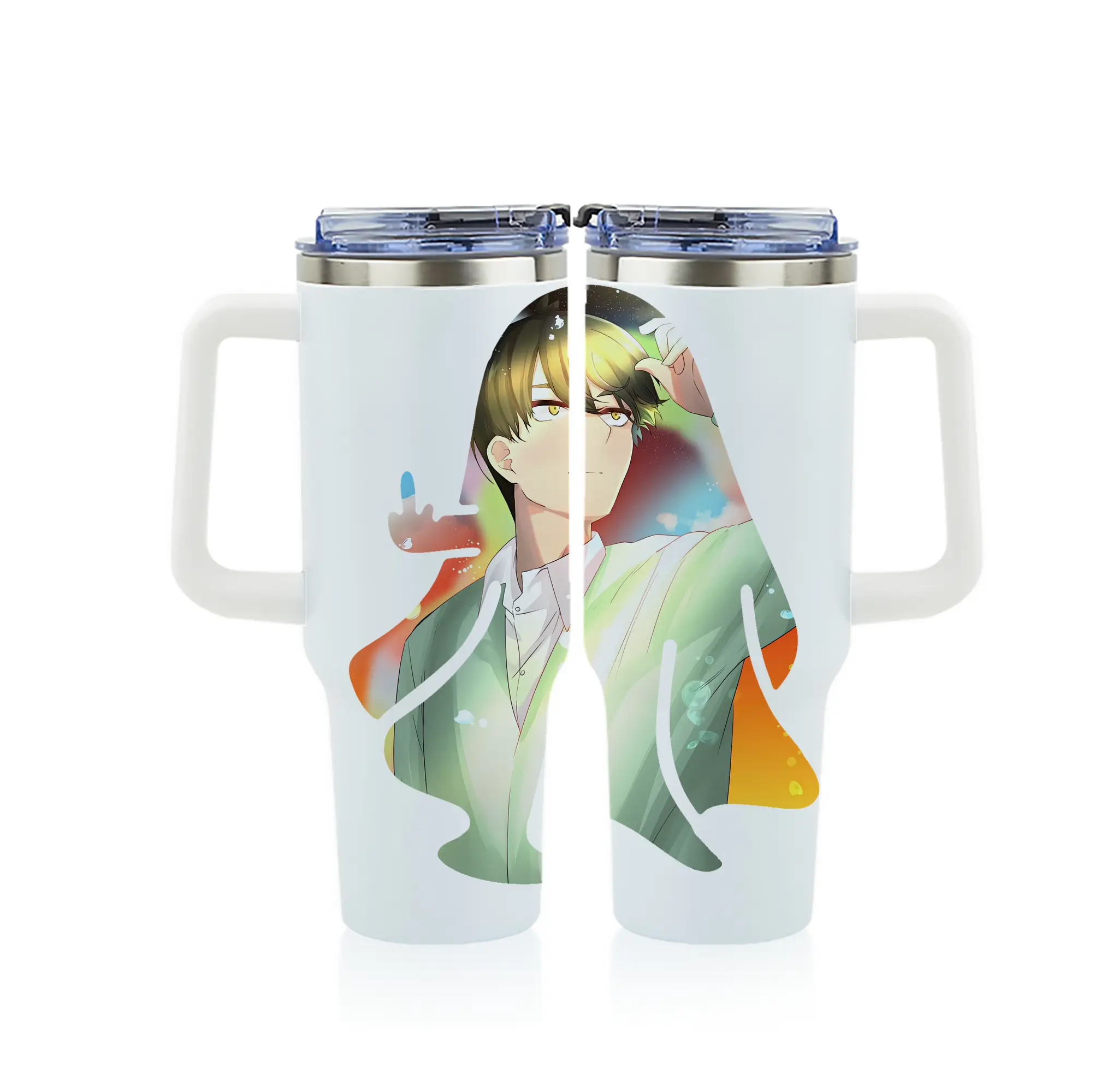 五等分の花嫁 グッズ 上杉 風太郎 - 1200mL フルプリント車用タンブラー ・ 304ステンレス 内側 ・ 201ステンレス 外側 ・ 保温 保冷 ・ 通勤 ドライブ アウトドア用