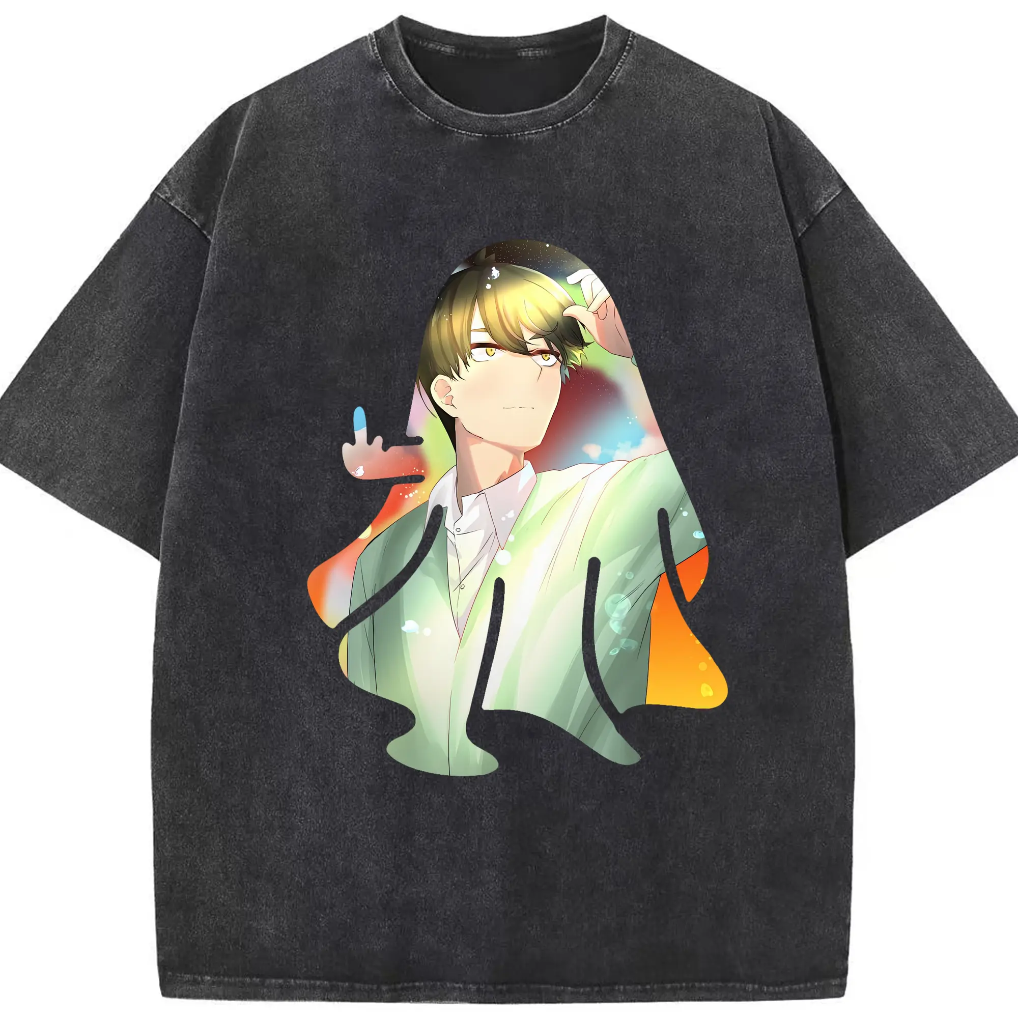 五等分の花嫁 グッズ 上杉 風太郎 - 綿100％ ヴィンテージ風 半袖Tシャツ ・ フロントプリント ・ 柔らか肌触り ・ 通気性 快適 ・ スポーツ カジュアル 外出用