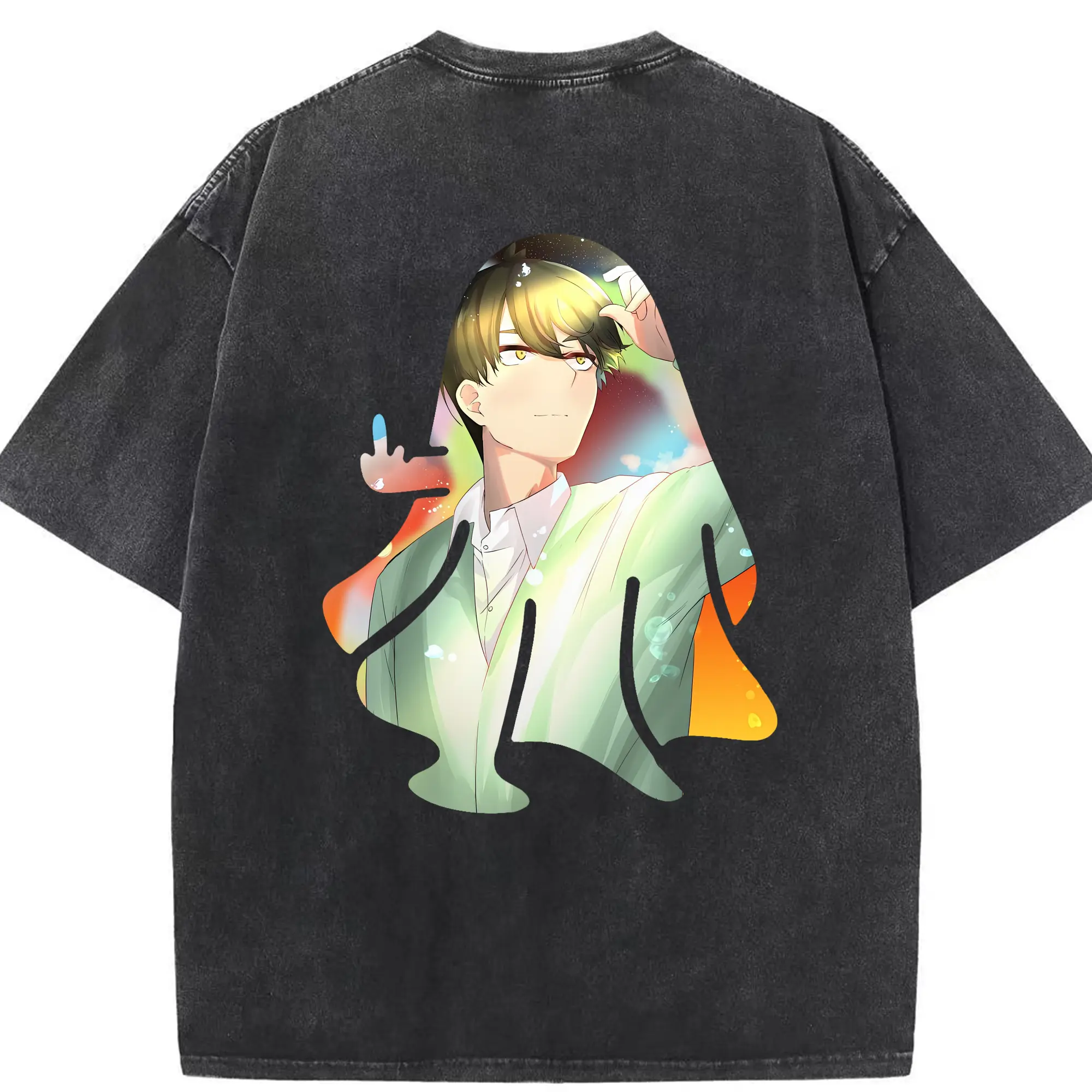 五等分の花嫁 グッズ 上杉 風太郎 - 綿100％ ヴィンテージ風 半袖Tシャツ ・ 背面プリント ・ 柔らか肌触り ・ 通気性 快適 ・ スポーツ カジュアル 外出用