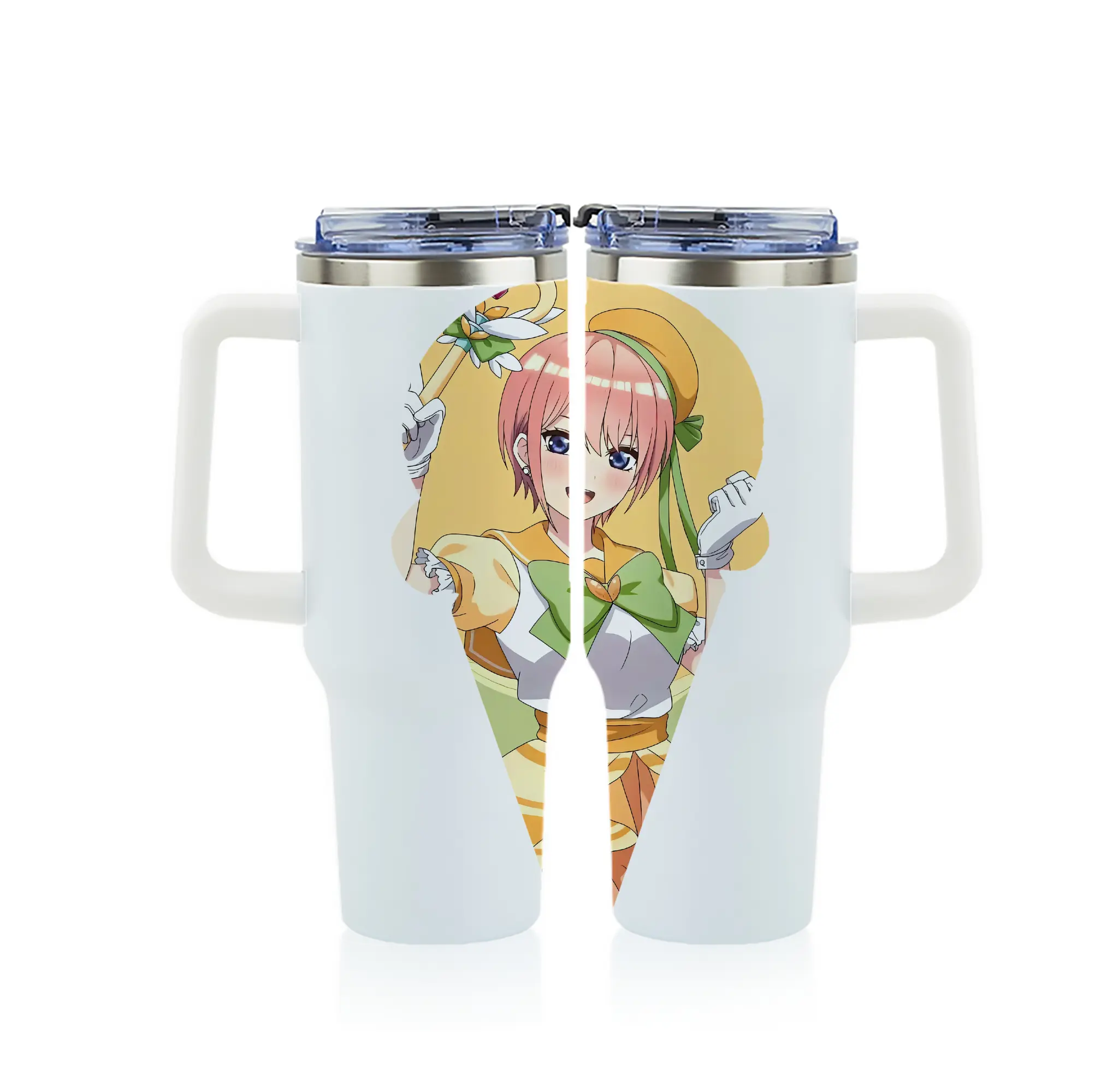五等分の花嫁 グッズ 中野 一花 - 1200mL フルプリント車用タンブラー ・ 304ステンレス 内側 ・ 201ステンレス 外側 ・ 保温 保冷 ・ 通勤 ドライブ アウトドア用