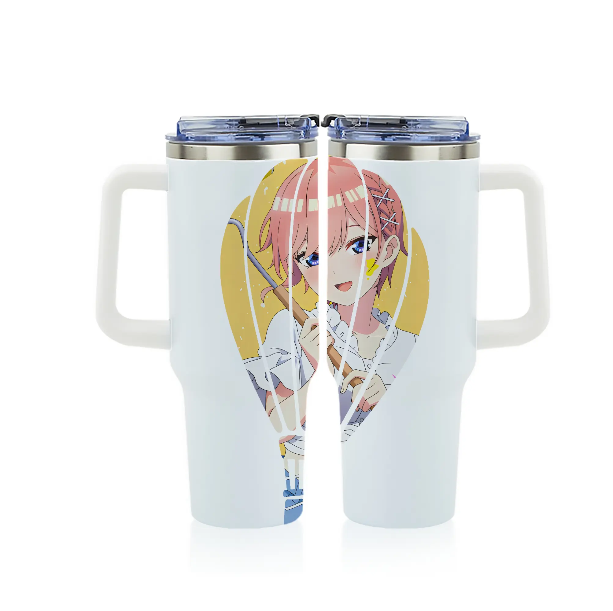 五等分の花嫁 グッズ 中野 一花 - 1200mL フルプリント車用タンブラー ・ 304ステンレス 内側 ・ 201ステンレス 外側 ・ 保温 保冷 ・ 通勤 ドライブ アウトドア用