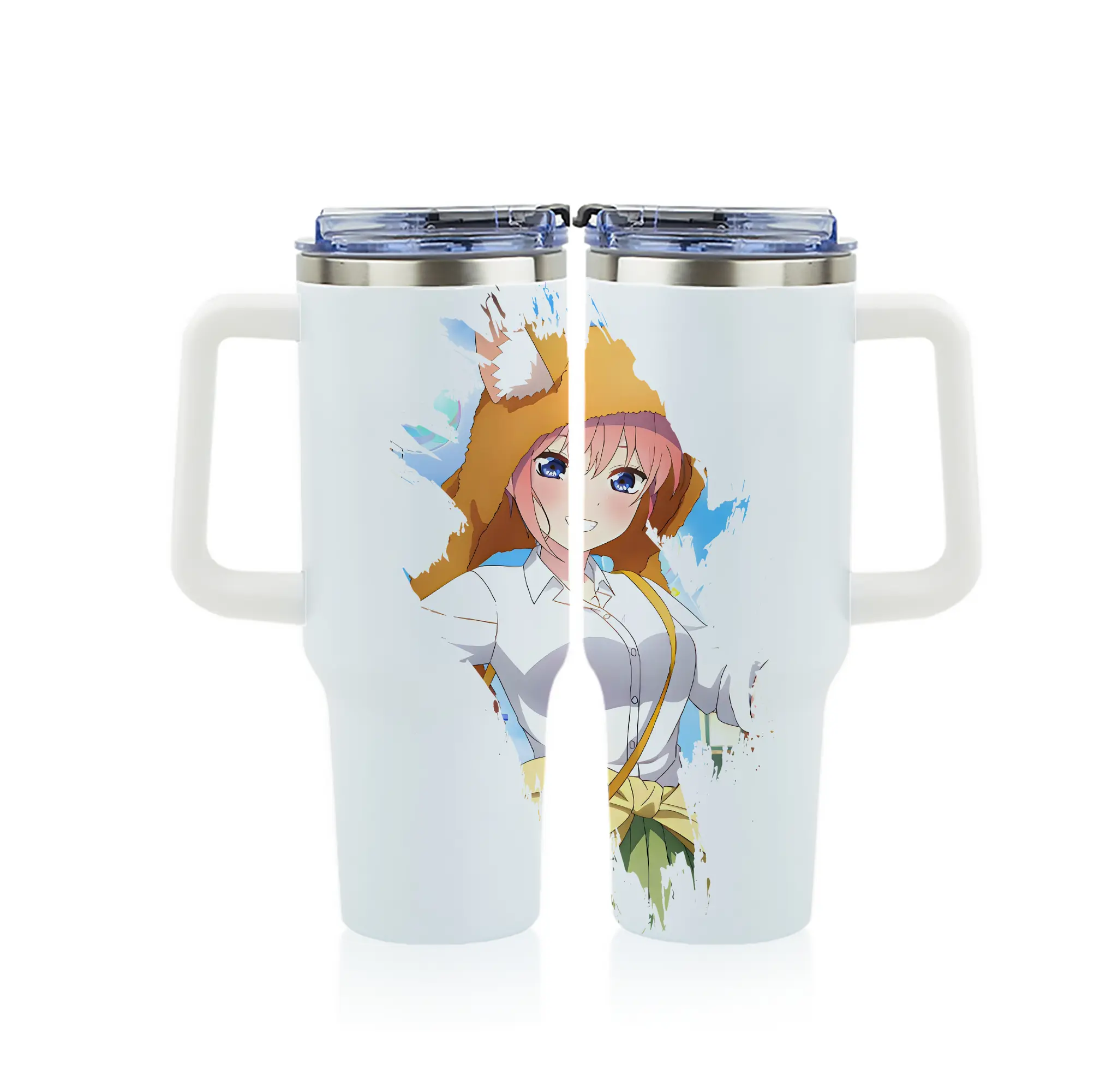 五等分の花嫁 グッズ 中野 一花 - 1200mL フルプリント車用タンブラー ・ 304ステンレス 内側 ・ 201ステンレス 外側 ・ 保温 保冷 ・ 通勤 ドライブ アウトドア用