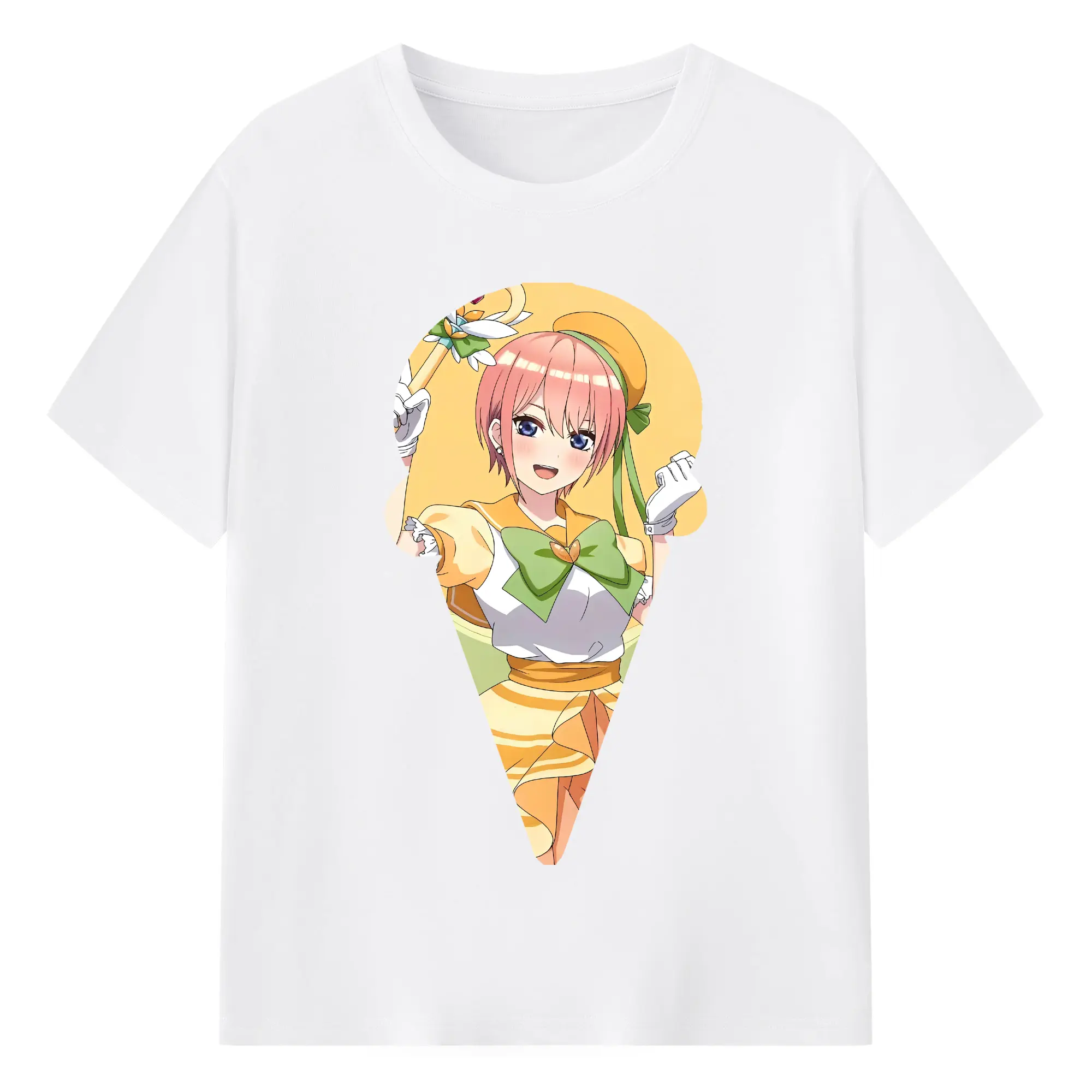 五等分の花嫁 グッズ 中野 一花 - 綿100％ 半袖Tシャツ ・ フロントプリント ・ 快適 通気性 ・ 日常使い 散歩 スポーツ用