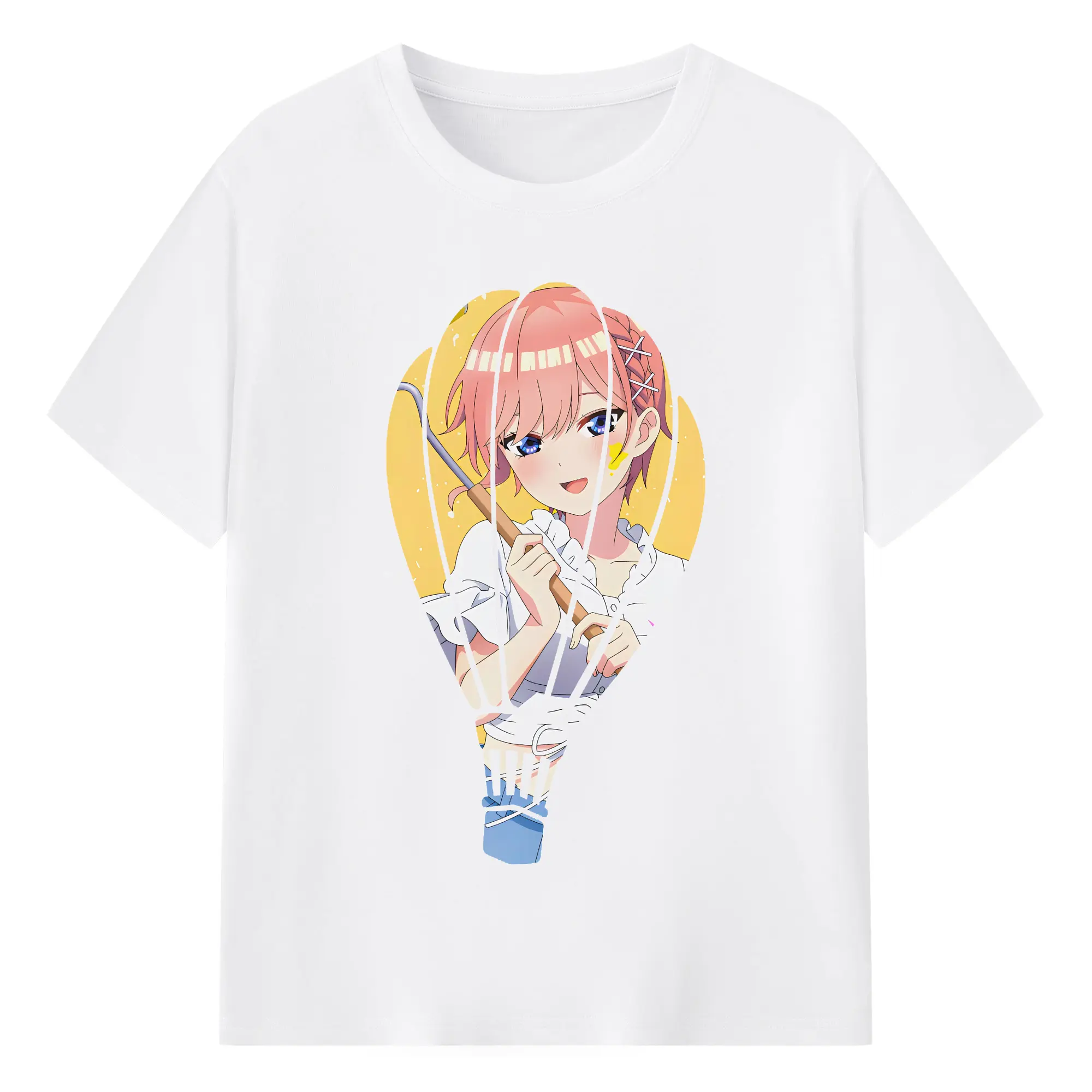 五等分の花嫁 グッズ 中野 一花 - 綿100％ 半袖Tシャツ ・ フロントプリント ・ 快適 通気性 ・ 日常使い 散歩 スポーツ用