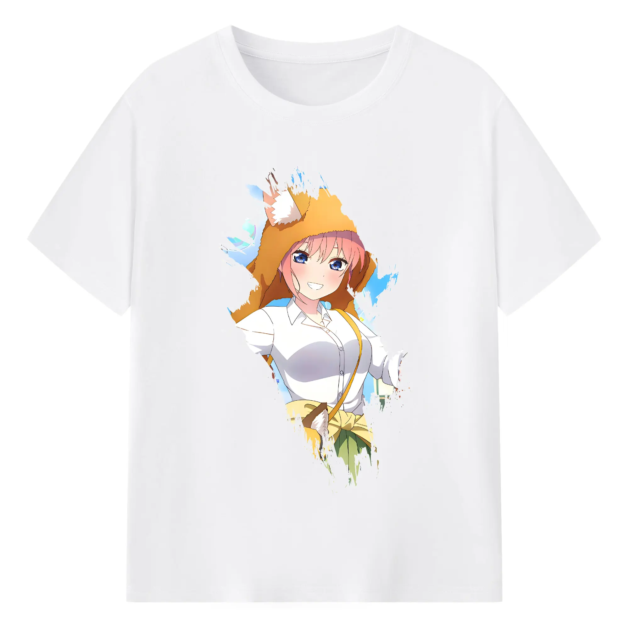 五等分の花嫁 グッズ 中野 一花 - 綿100％ 半袖Tシャツ ・ フロントプリント ・ 快適 通気性 ・ 日常使い 散歩 スポーツ用