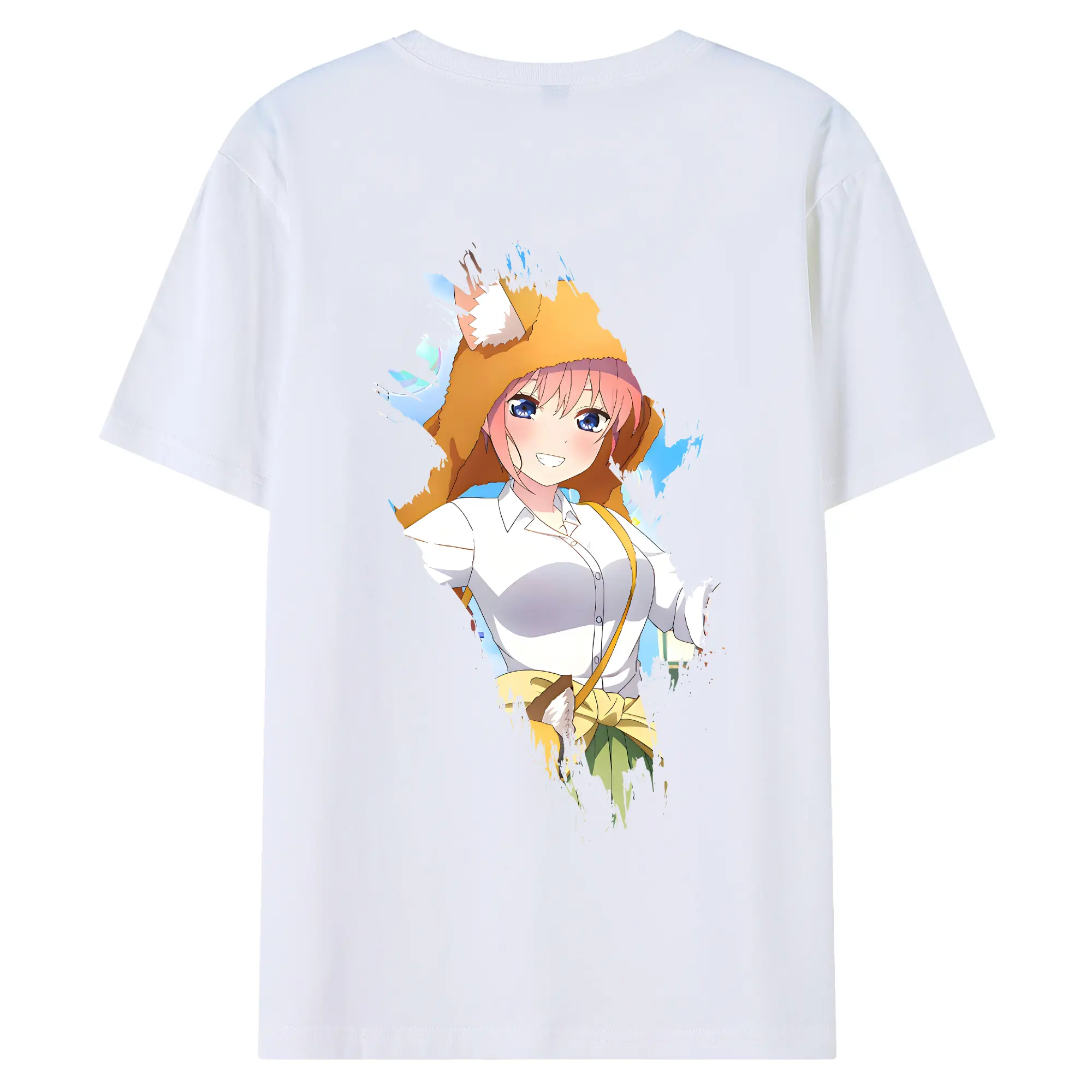 五等分の花嫁 グッズ 中野 一花 - 綿100％ 半袖Tシャツ ・ バックプリント ・ 快適 通気性 ・ 日常使い 散歩 スポーツ用