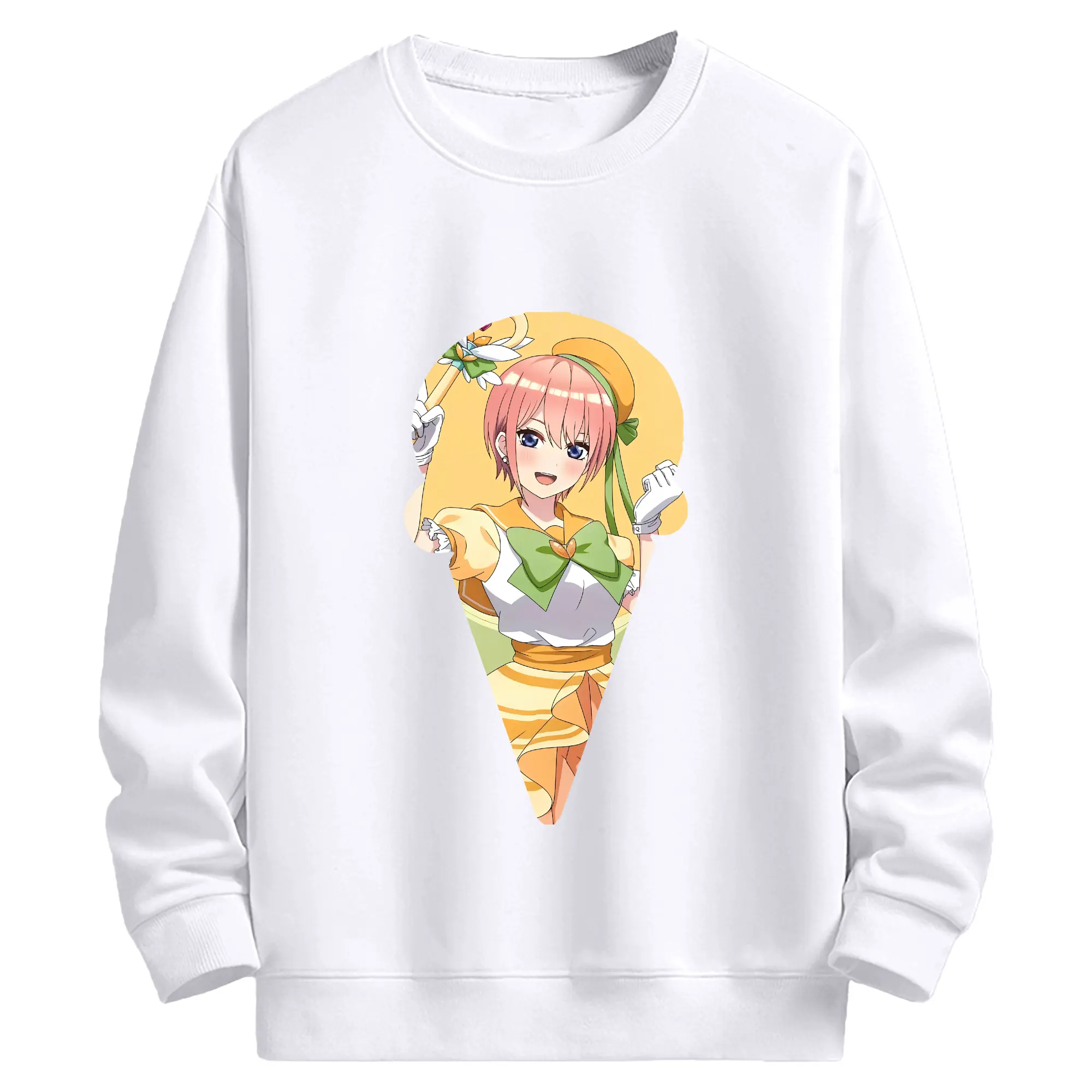 五等分の花嫁 グッズ 中野 一花 - 高品質 クルーネック スウェット ・ コットン59％ ポリエステル41％ ・ ユニセックス 長袖 トレーナー ・ カジュアル デイリー スポーツ 散歩用