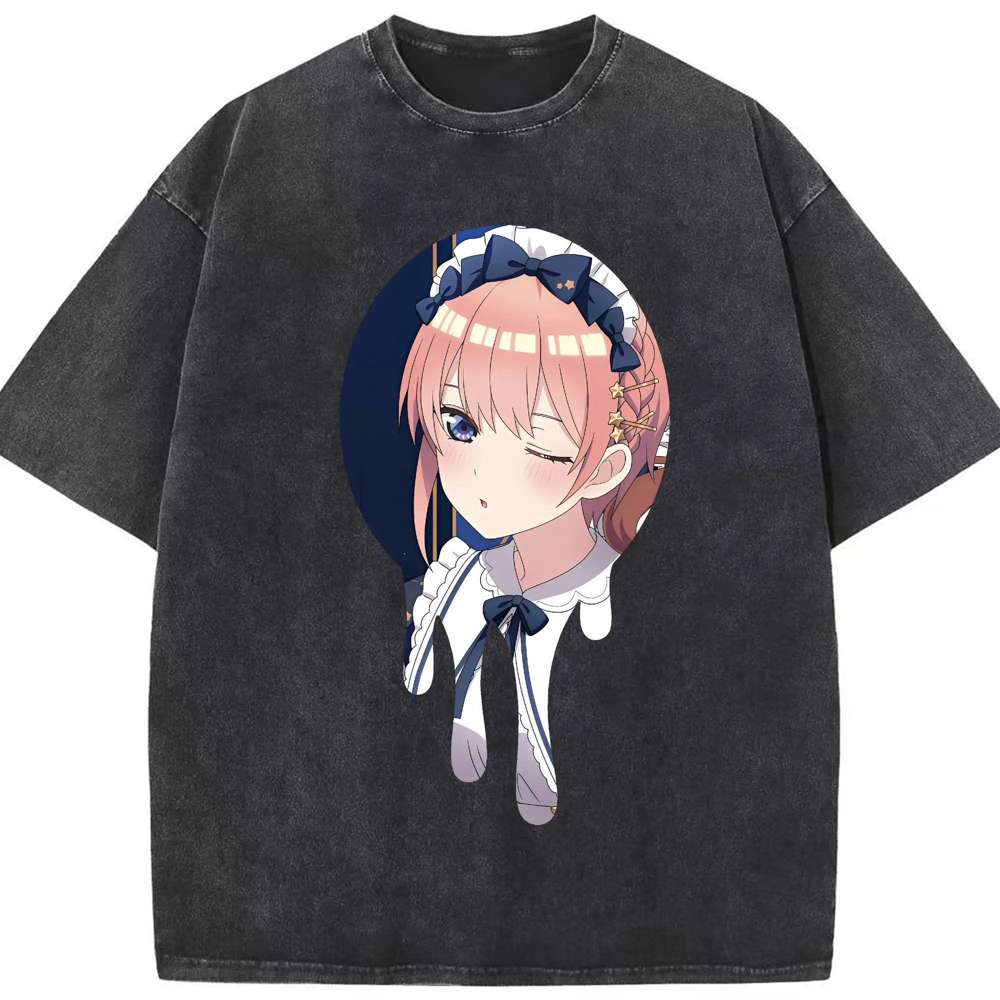 五等分の花嫁 グッズ 中野 一花 - 綿100％ ヴィンテージ風 半袖Tシャツ ・ フロントプリント ・ 柔らか肌触り ・ 通気性 快適 ・ スポーツ カジュアル 外出用