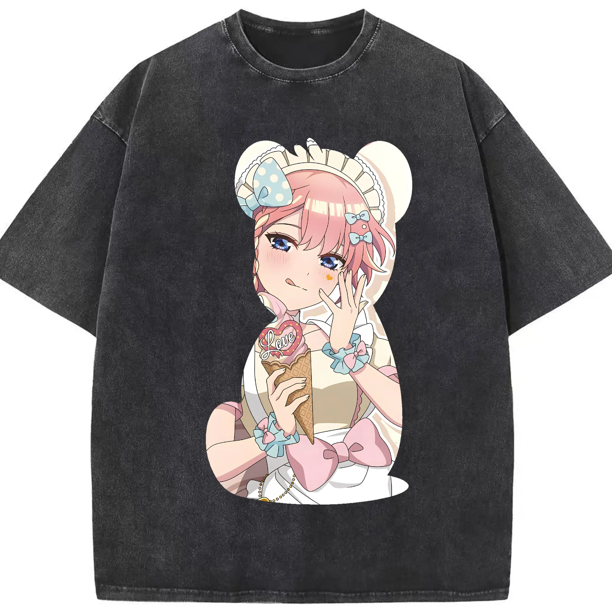 五等分の花嫁 グッズ 中野 一花 - 綿100％ ヴィンテージ風 半袖Tシャツ ・ フロントプリント ・ 柔らか肌触り ・ 通気性 快適 ・ スポーツ カジュアル 外出用