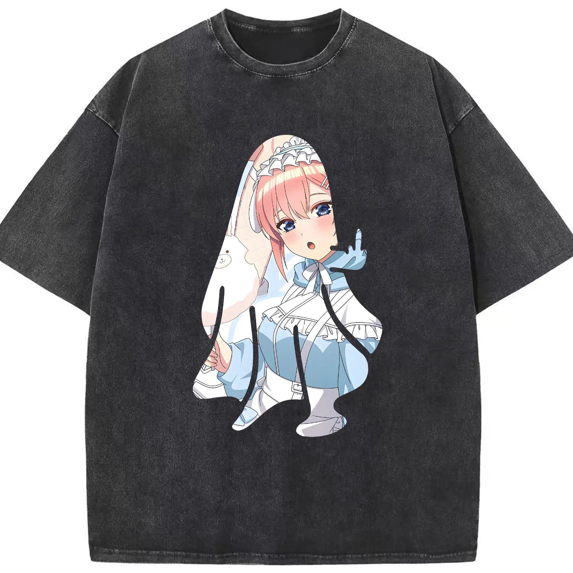 五等分の花嫁 グッズ 中野 一花 - 綿100％ ヴィンテージ風 半袖Tシャツ ・ フロントプリント ・ 柔らか肌触り ・ 通気性 快適 ・ スポーツ カジュアル 外出用