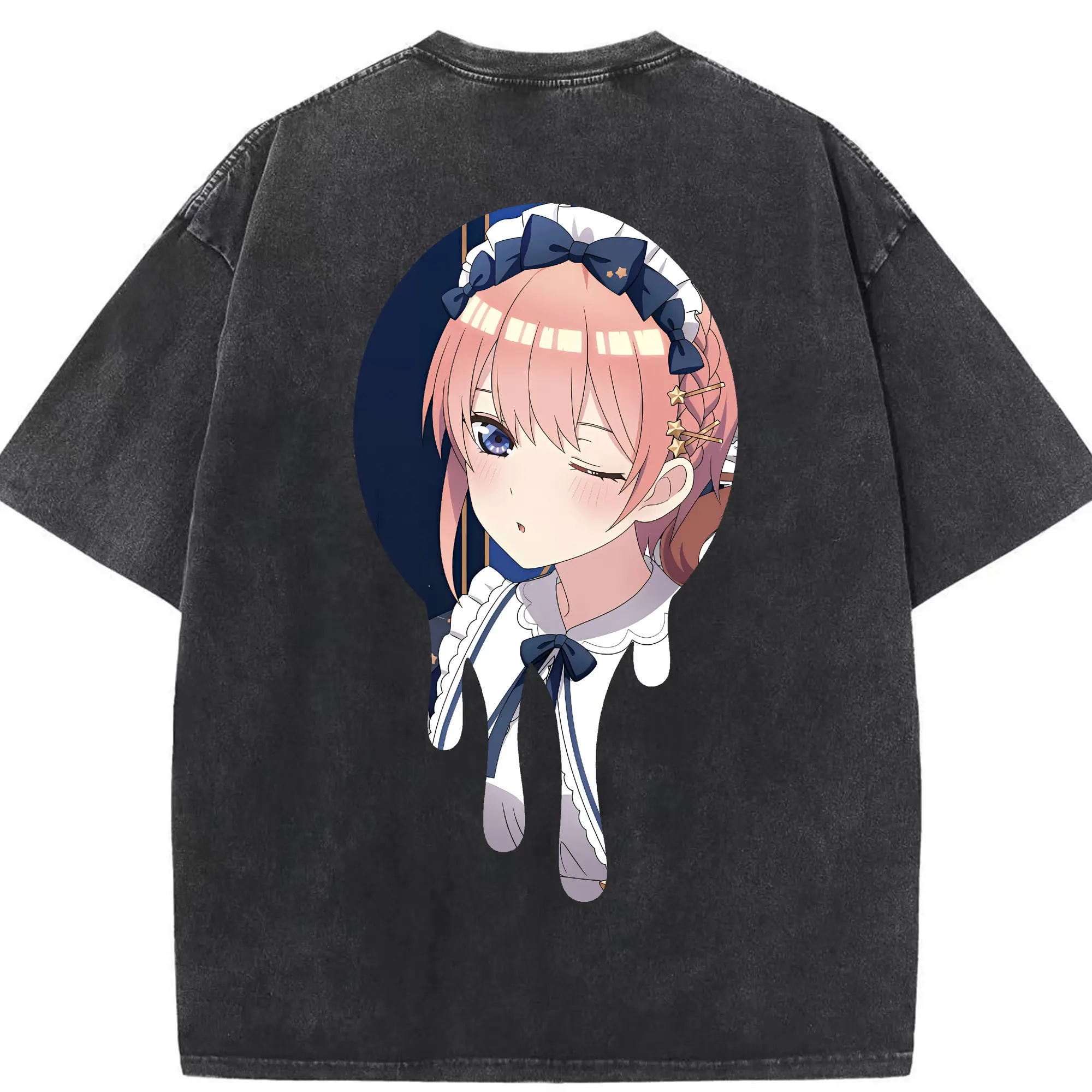 五等分の花嫁 グッズ 中野 一花 - 綿100％ ヴィンテージ風 半袖Tシャツ ・ 背面プリント ・ 柔らか肌触り ・ 通気性 快適 ・ スポーツ カジュアル 外出用