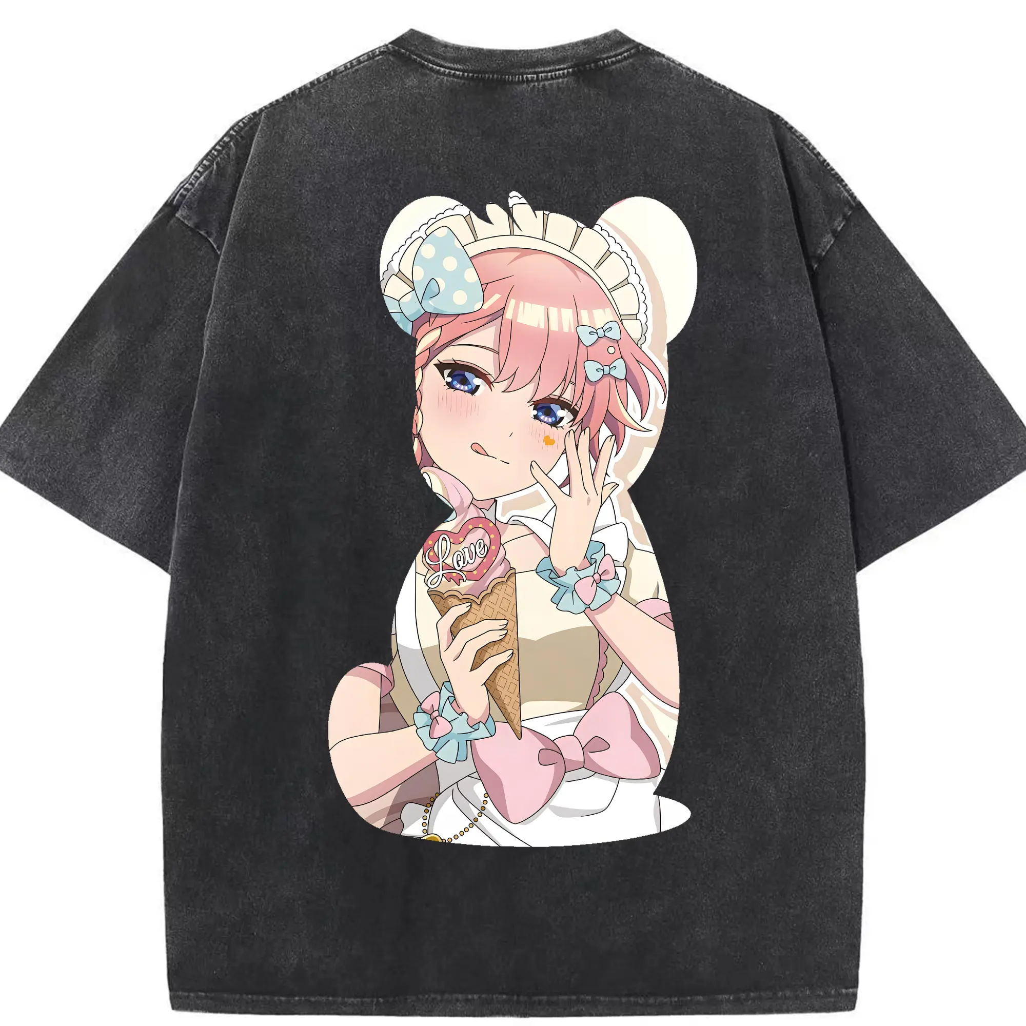 五等分の花嫁 グッズ 中野 一花 - 綿100％ ヴィンテージ風 半袖Tシャツ ・ 背面プリント ・ 柔らか肌触り ・ 通気性 快適 ・ スポーツ カジュアル 外出用