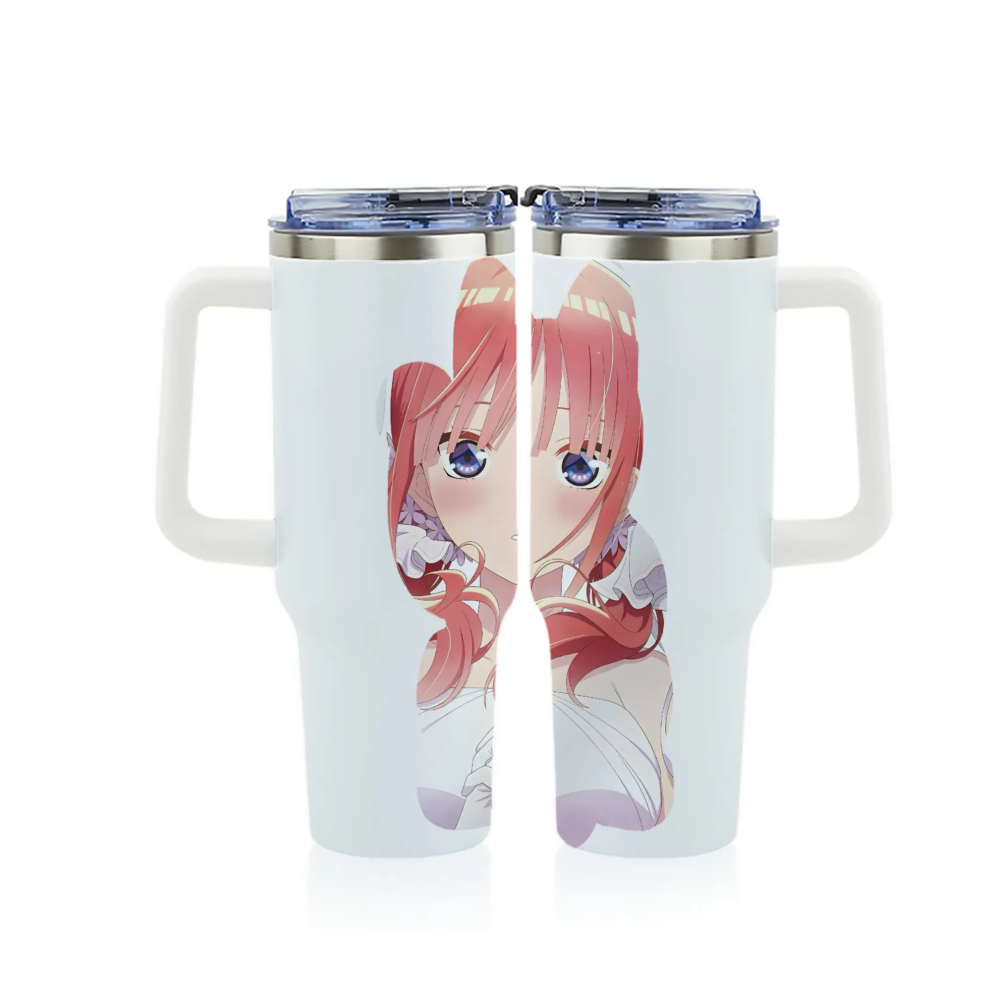 五等分の花嫁 グッズ 中野 二乃 - 1200mL フルプリント車用タンブラー ・ 304ステンレス 内側 ・ 201ステンレス 外側 ・ 保温 保冷 ・ 通勤 ドライブ アウトドア用