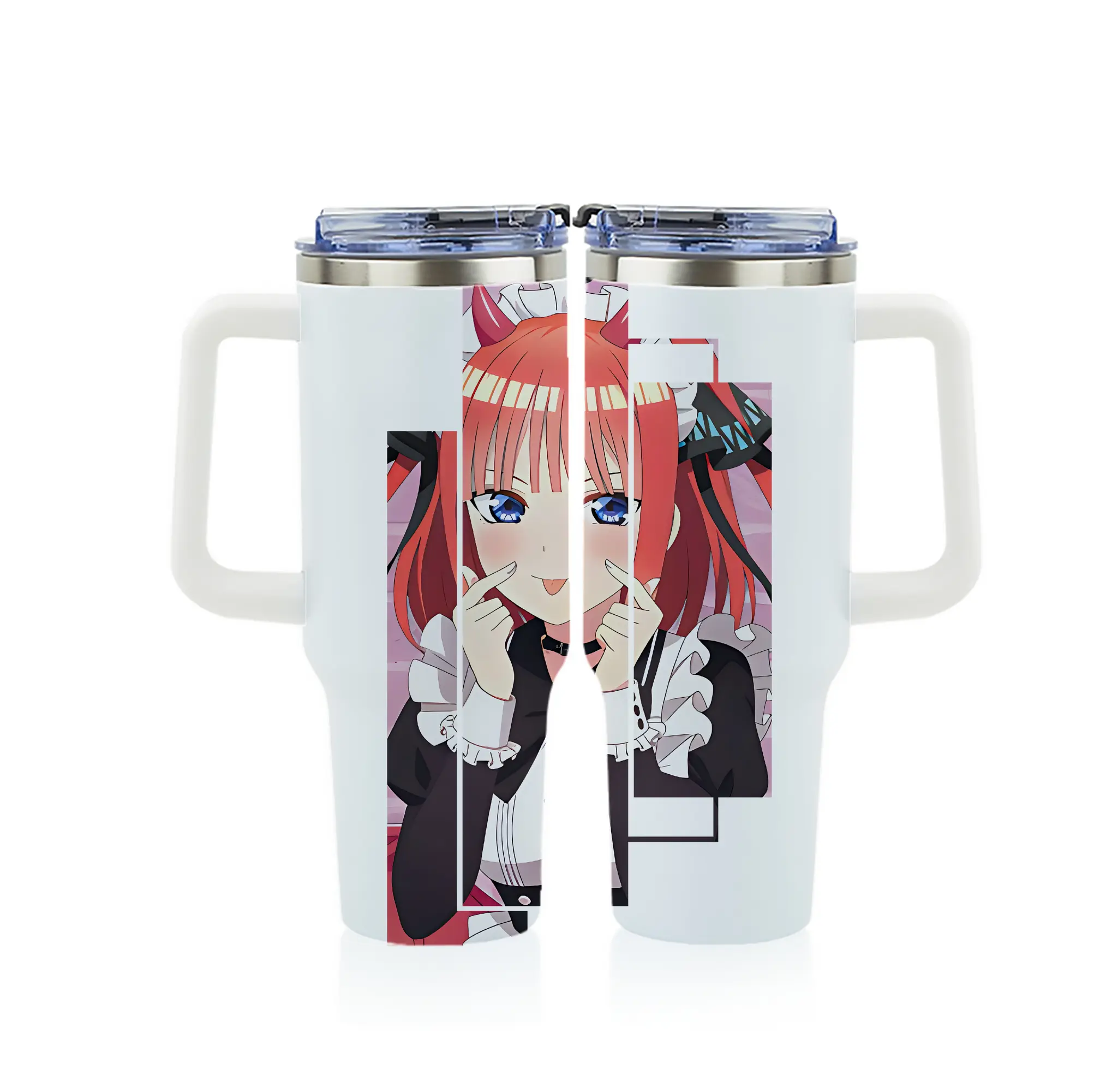 五等分の花嫁 グッズ 中野 二乃 - 1200mL フルプリント車用タンブラー ・ 304ステンレス 内側 ・ 201ステンレス 外側 ・ 保温 保冷 ・ 通勤 ドライブ アウトドア用